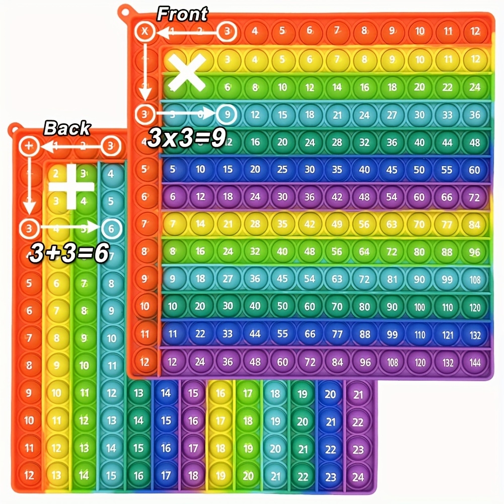  Silicone Math Fidget Toys 12x12 U0026 12 12 Times Table Practice Chart Colorful Educational Tool For Elementary School Math Practice Activity Front U0026 Back Included Educational Math Toy 
