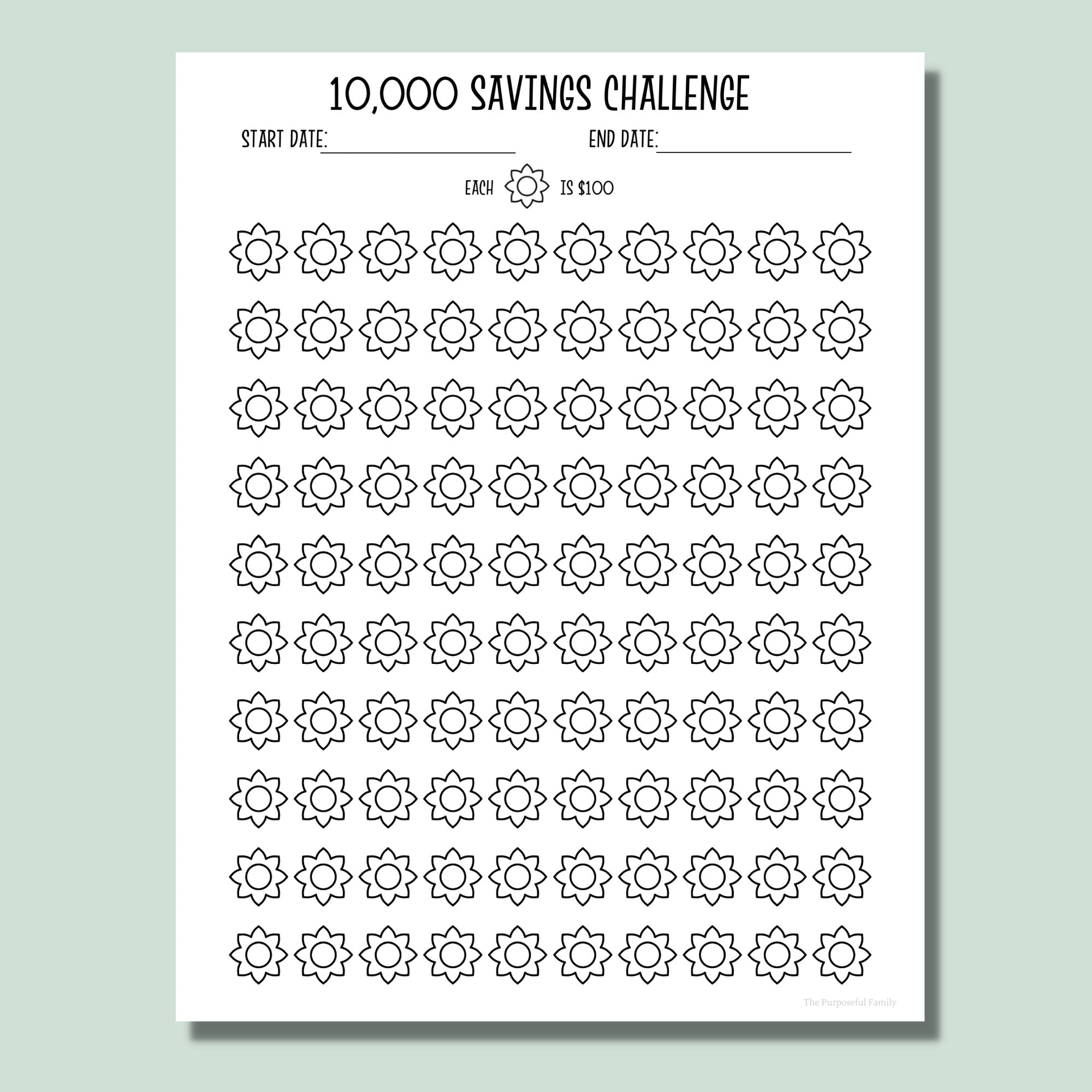 10 000 Money Saving Challenge 10k Printable Savings Tracker Downloadable Savings Chart Etsy