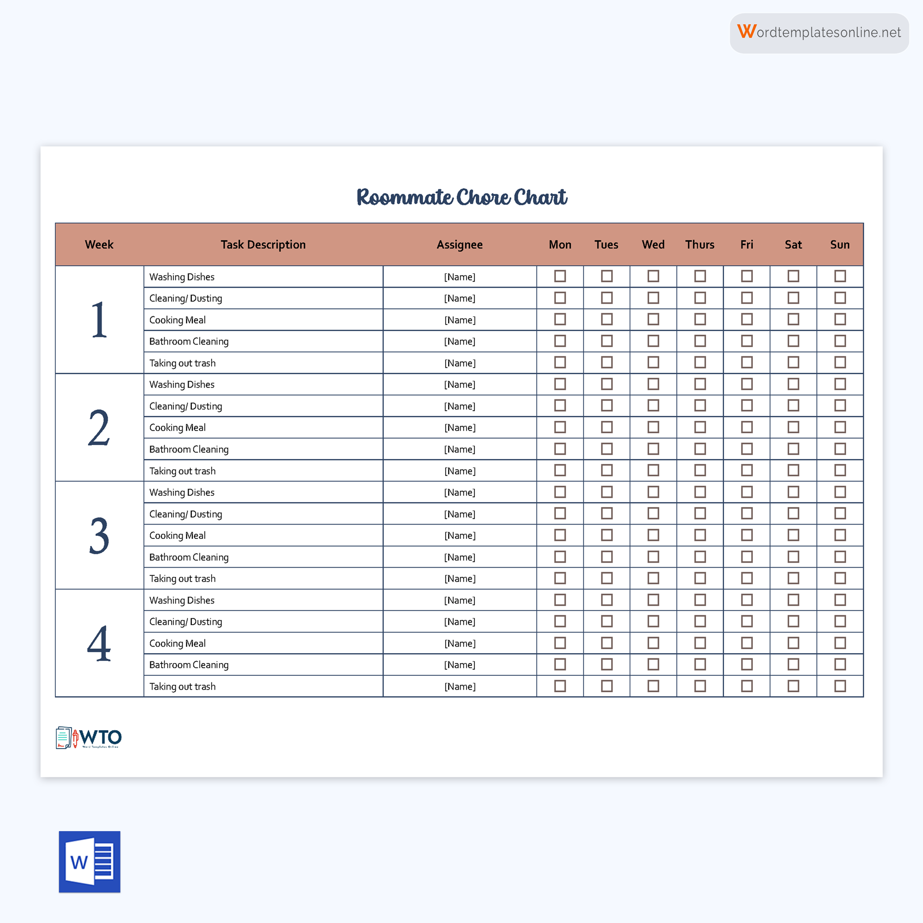 10 Free Roommate Chore Charts Printable 