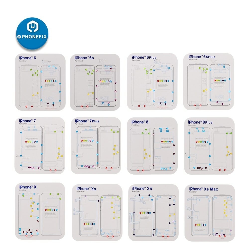 12pcs Part Chart Magnetic Screw Mat Maps For IPhone Repair 6P 6S 7 7P 8 8P X XS EBay