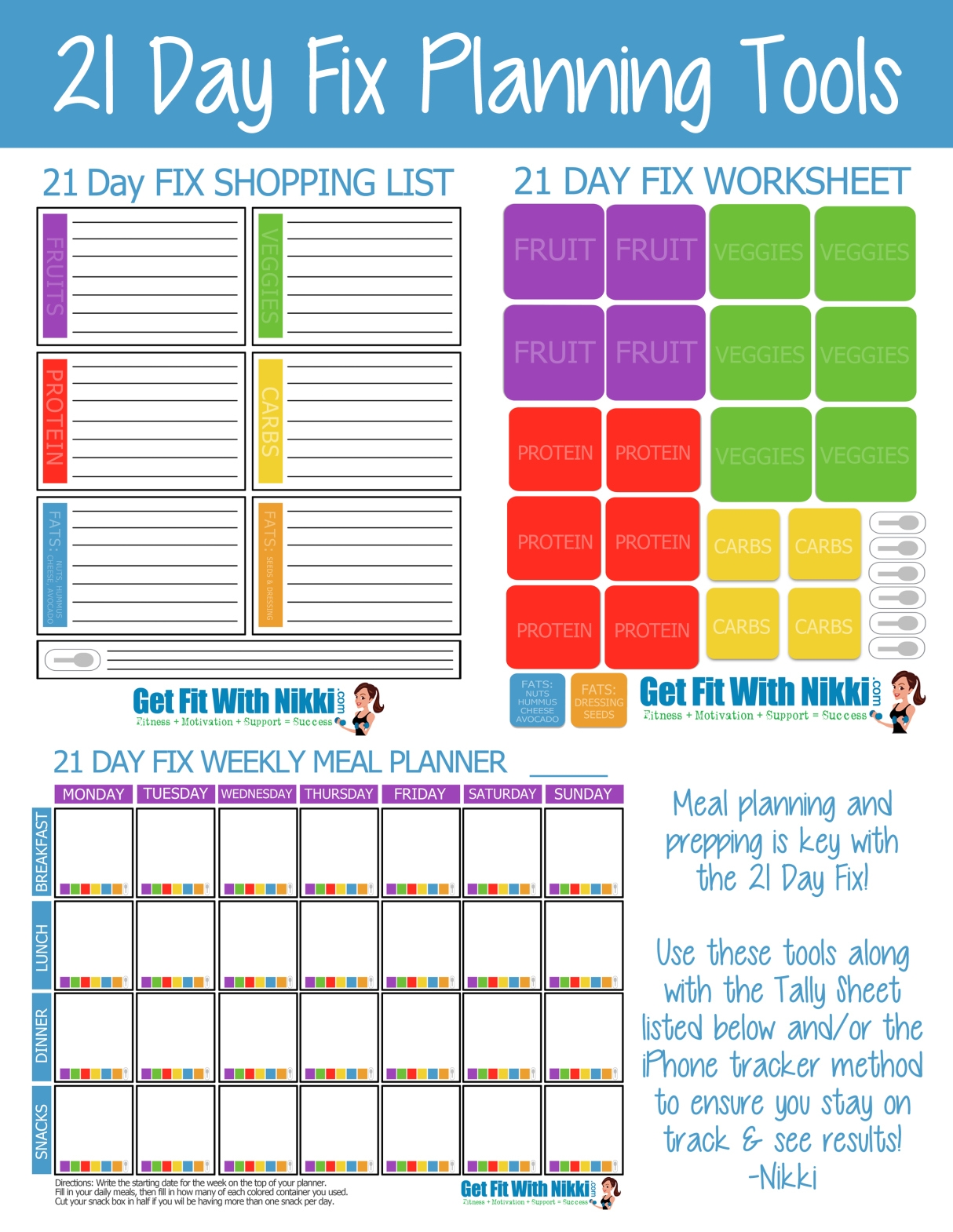21 Day Fix Vegan Printable Chart
