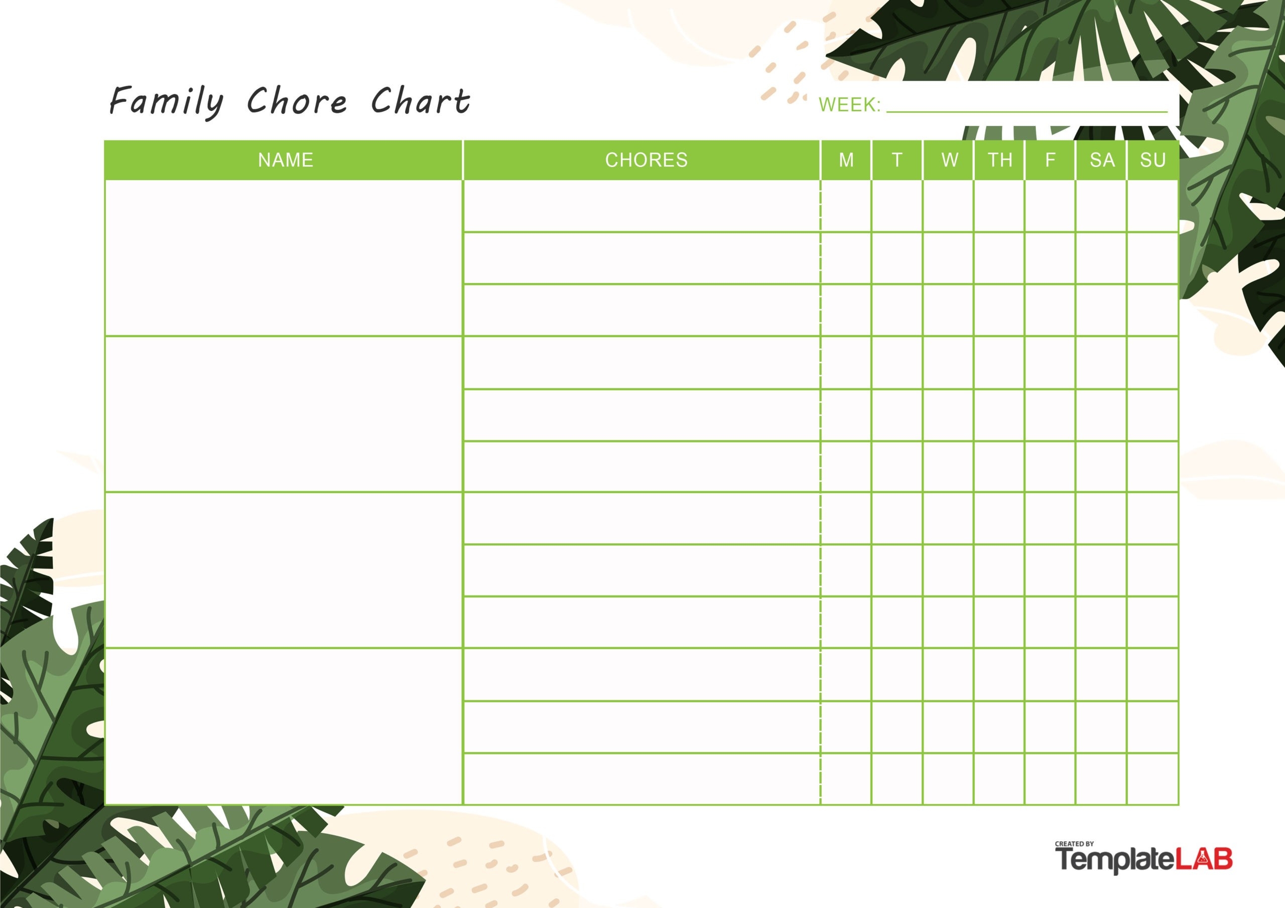Free Printable Family Chore Chart Template Free Printable Family Chore Chart Template