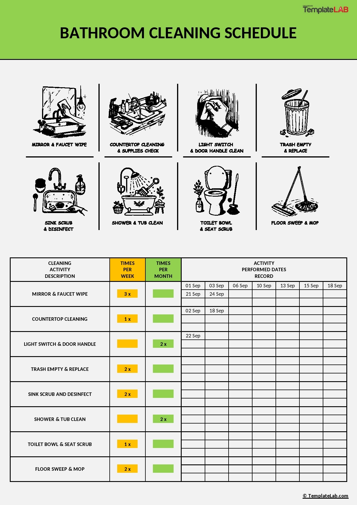 42 Printable Bathroom Cleaning Checklists Word PDF Excel 