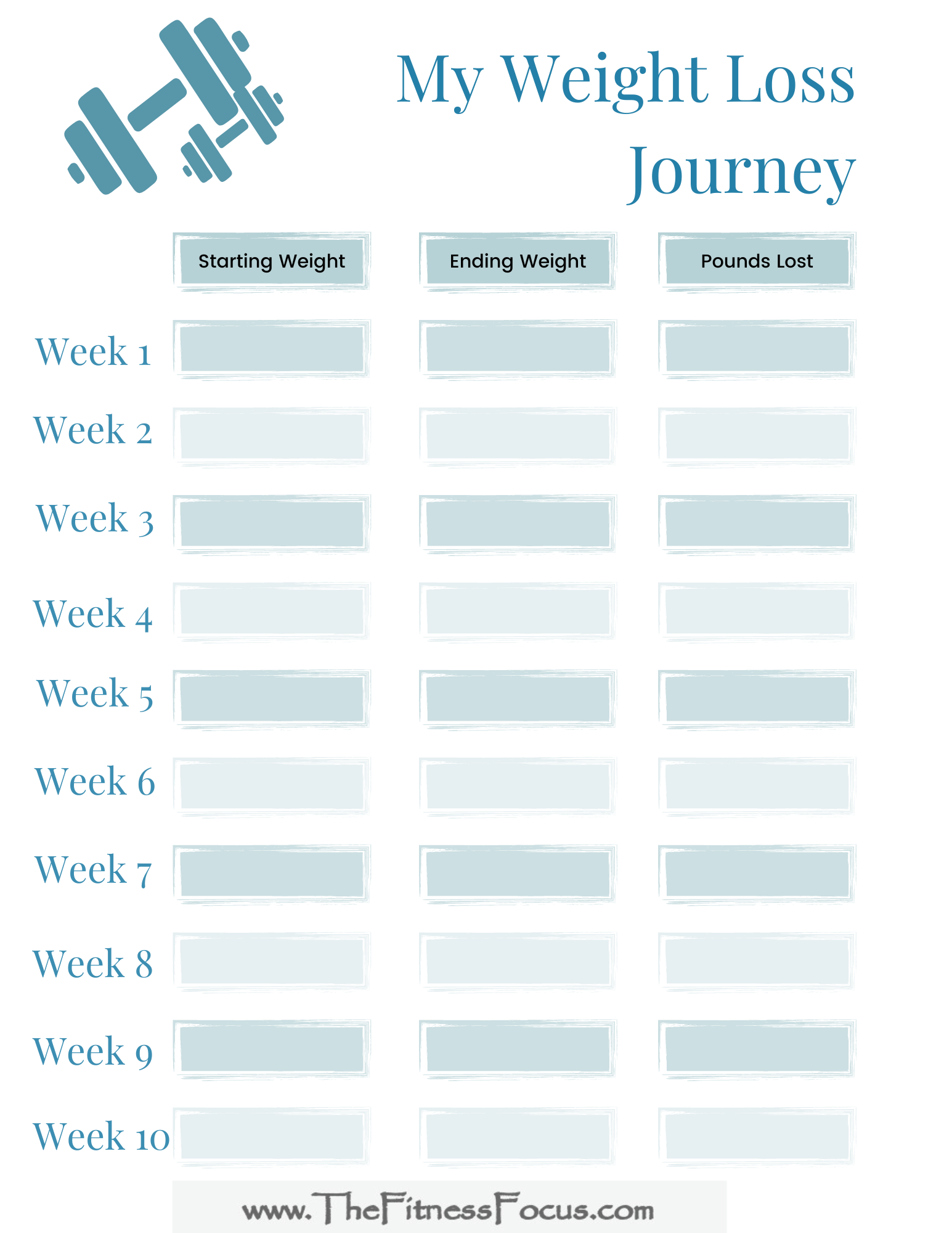 Weight Loss Tracking Chart Printable