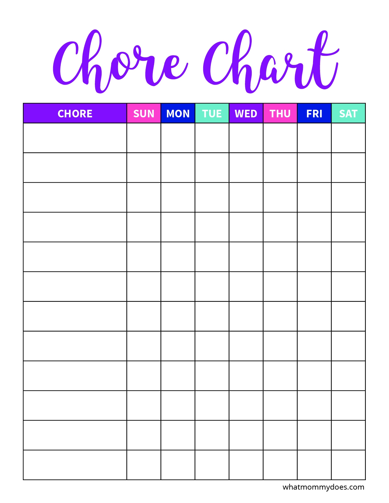 Printable Charts For Moms