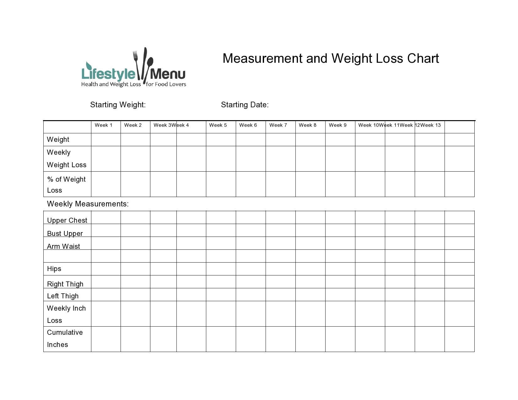 50 Blank Weight Loss Tracker Templates Monthly Weekly 