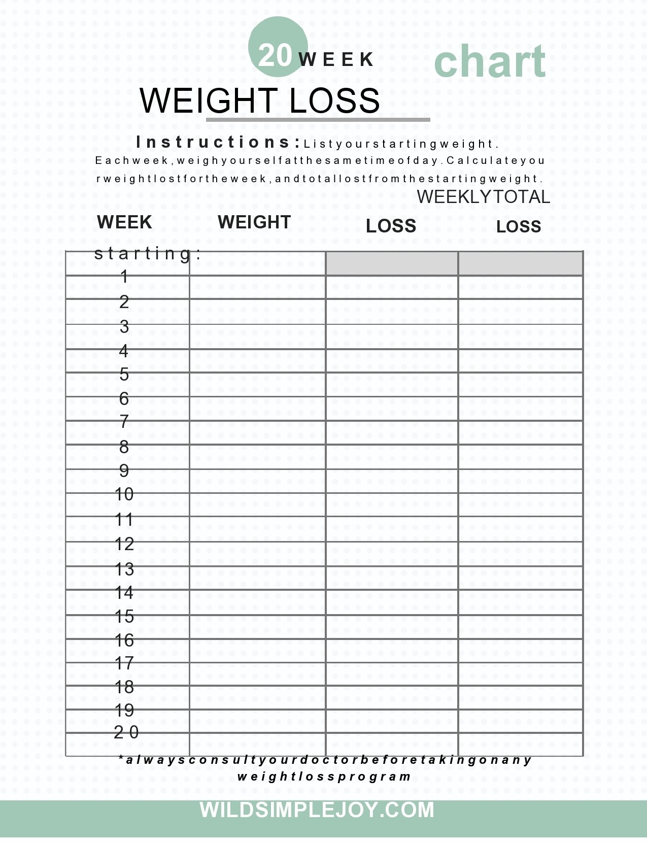 Free Weight Loss Chart Uk