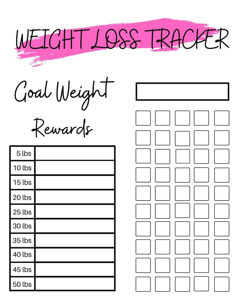 50 Lb Weight Loss Tracker Motivational Rewards Chart Etsy