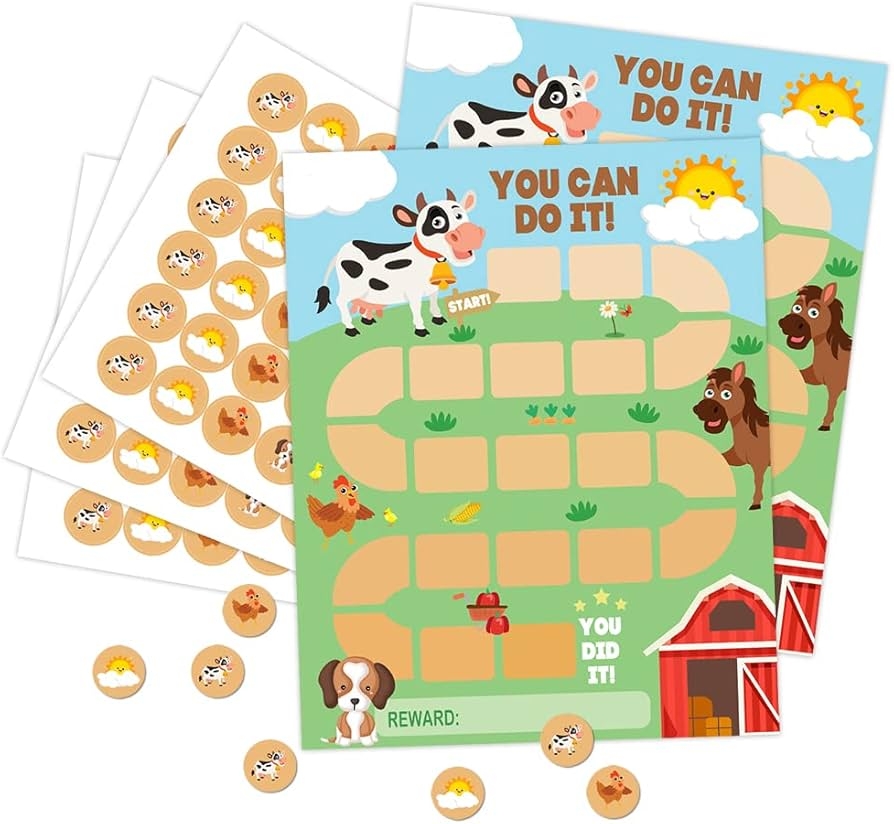 Amazon Farm Animals Reward Chart With Matching Round Themed Sticker Task Reward Behavior Chart Incentive Chart Toddler Reward Chart For Kids Classroom Teaching Or Home Using REWARDCA008 Office Products