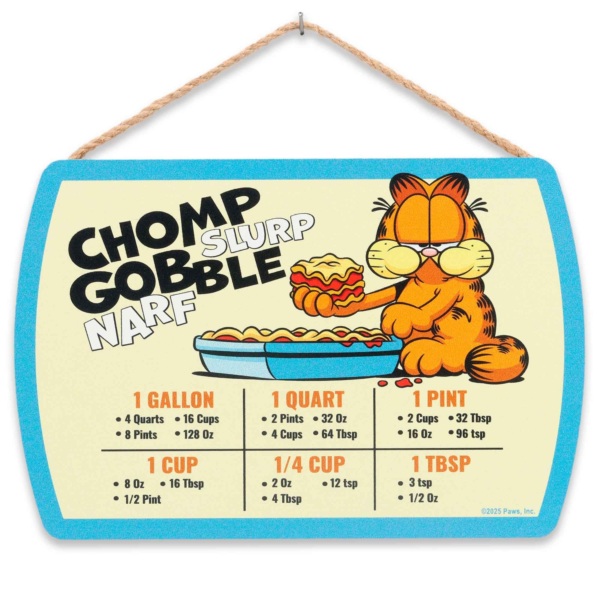 Amazon Garfield Chomp Gobble Hanging Wood Measuring Sign Fun Garfield Kitchen Conversion Chart For Home Home Kitchen