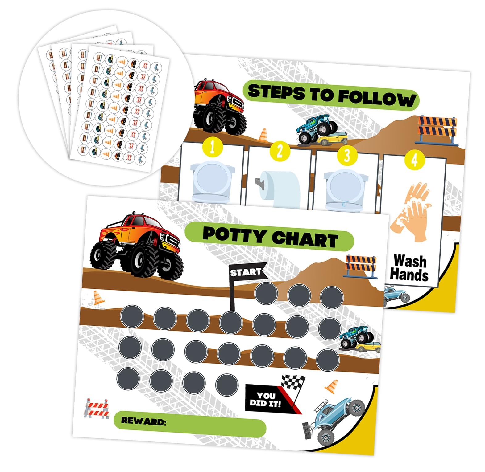 Amazon Monster Truck Potty Training Sticker Chart Potty Worksheets Library