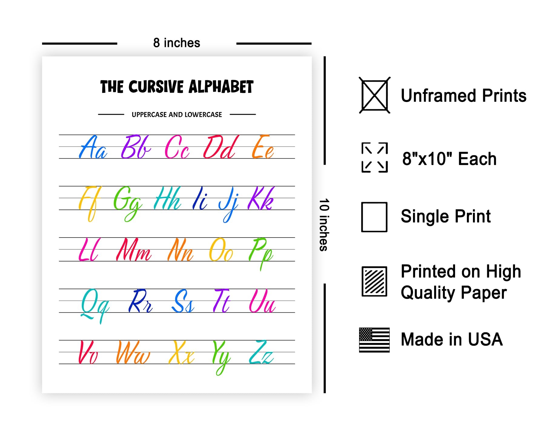 Amazon Poster Master Cursive Alphabet Poster Cursive Handwriting Chart Print Typography Educational Art Homeschool And Preschool Wall Decor Kid s Room Or Classroom Decor 8x10 UNFRAMED Wall Art Posters Prints