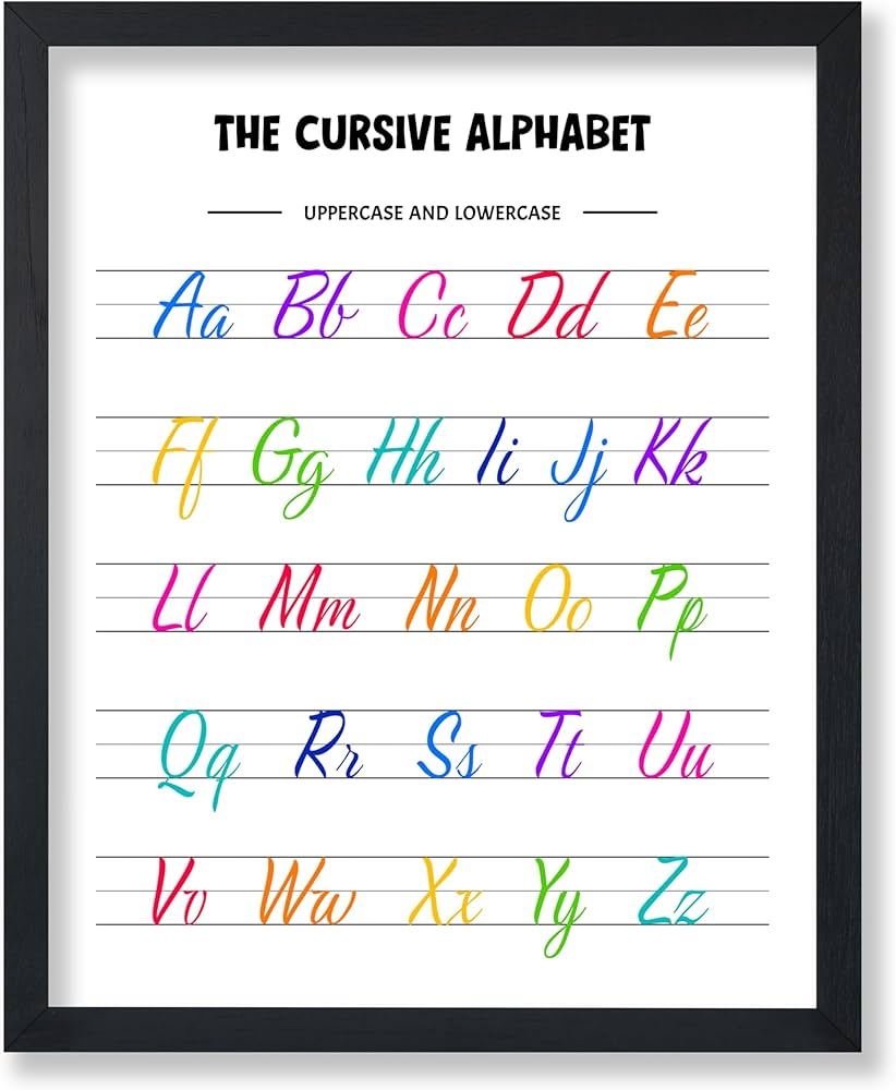 Amazon Poster Master Cursive Alphabet Poster Cursive Handwriting Chart Print Typography Educational Art Homeschool And Preschool Wall Decor Kid s Room Or Classroom Decor 8x10 UNFRAMED Wall Art Posters Prints
