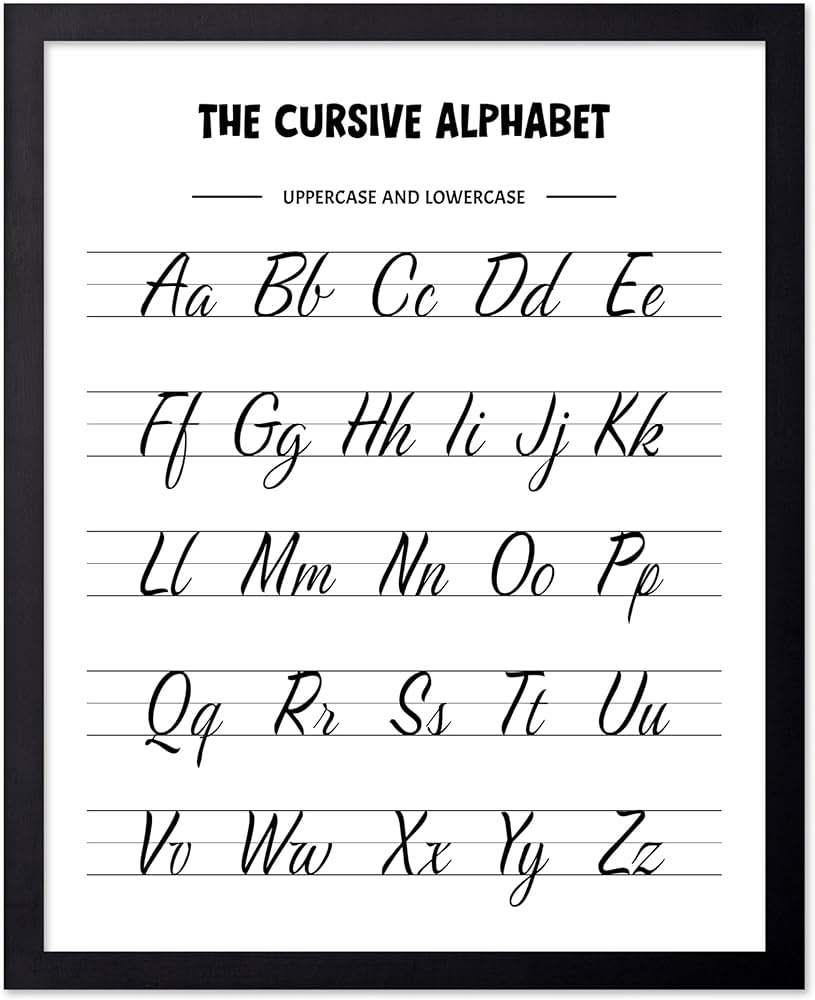Amazon Poster Master The Cursive Alphabet Poster Cursive Handwriting Print Nursery Graphic Typography Art Library Design Great Kids Room Or Classroom Wall Decor 16x20 Black Framed Posters Prints