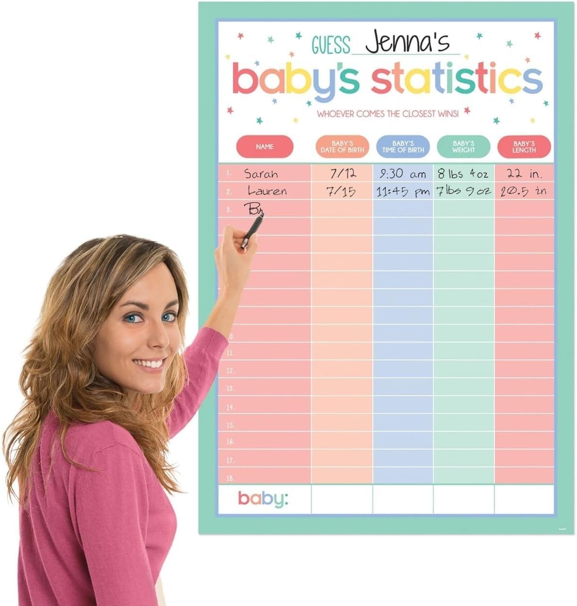 Amazon Precious Multicolor Baby Shower Statistics Paper Chart 27 5 X 39 9 1 Pc Perfect For Celebrating The Little One s Arrival Video Games