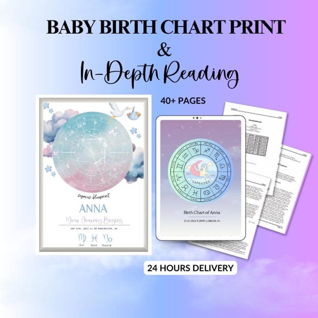 Baby Birth Chart Print Child Reading Newborn Reading Astrology Reading Gift For Newborn Custom Baby Gift Child Astrology Etsy