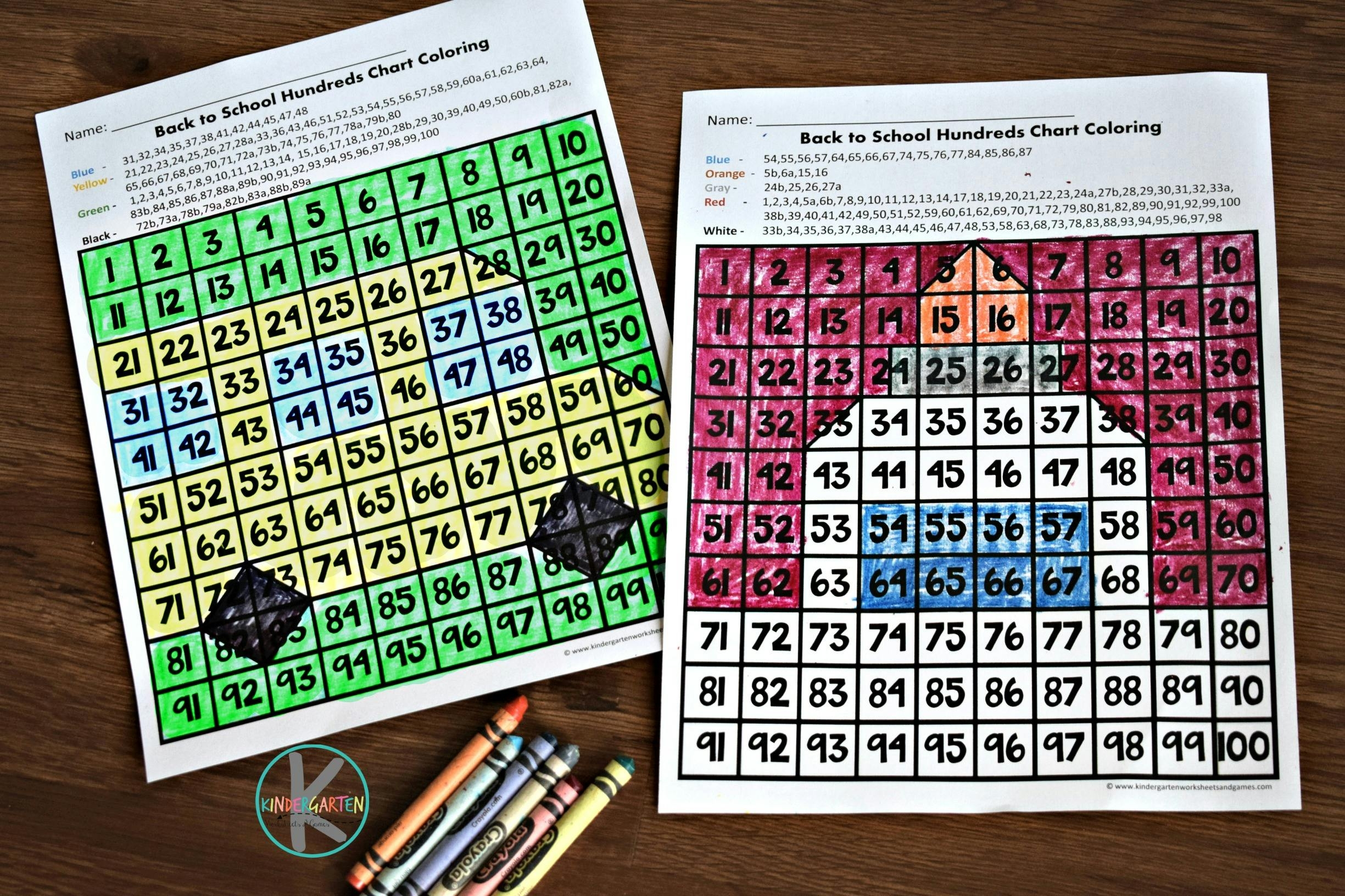 Colored Free 100s Chart Printable