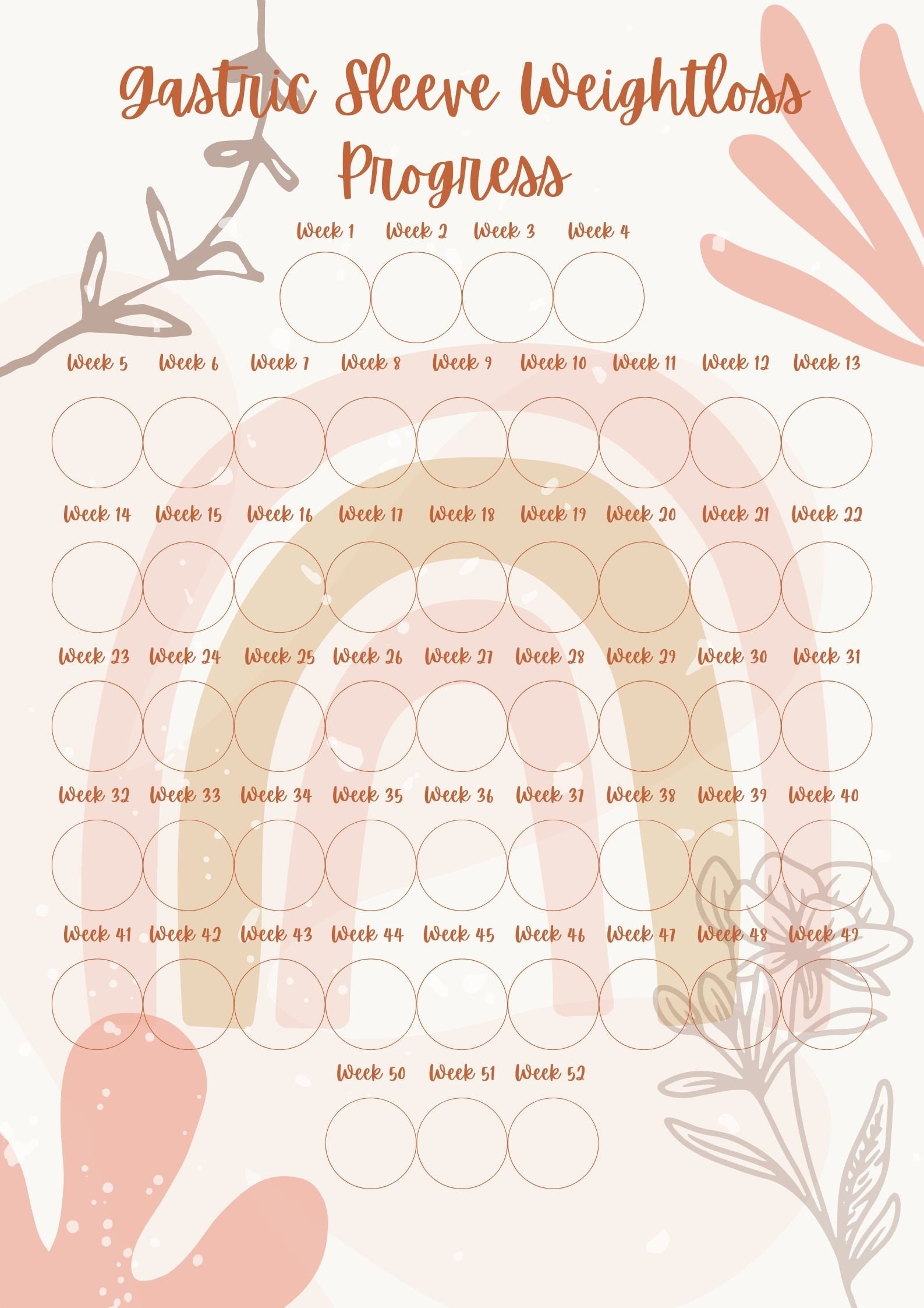 Bariatric Surgery Weightloss Progress Chart DIGITAL DOWNLOAD Etsy