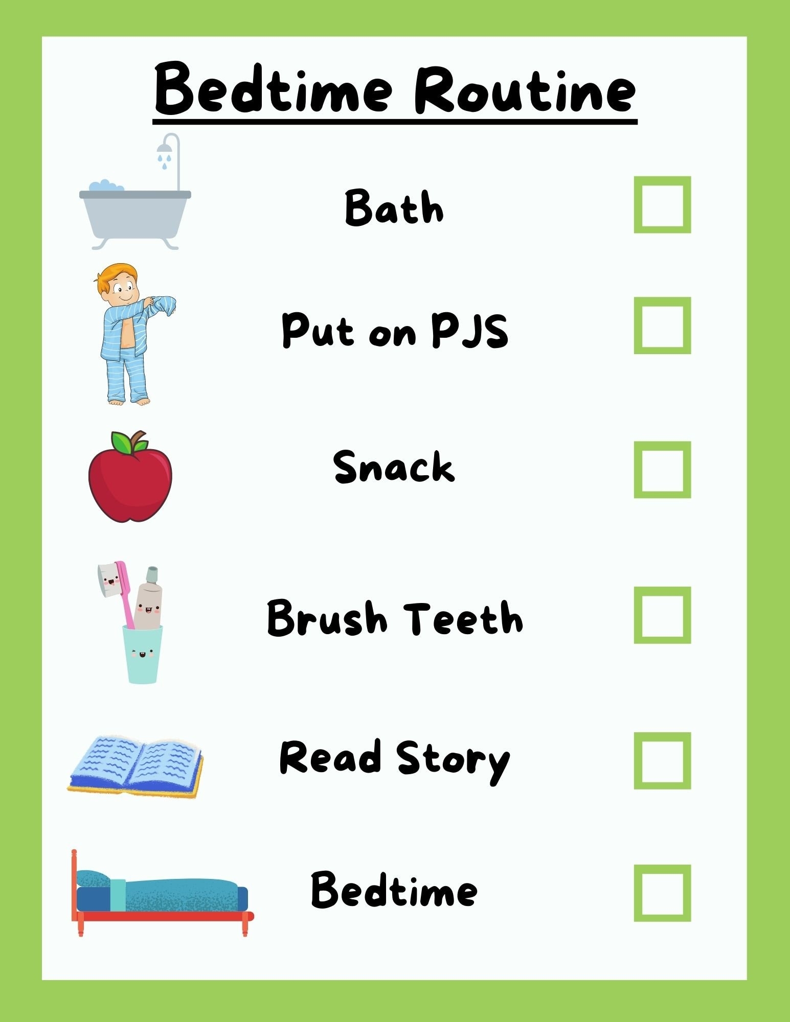 Bedtime Routine Chart Instant Download Printable Kids Sleep Montessori Toddler Children s Schedule Sleep Routine Nighttime Checklist Etsy
