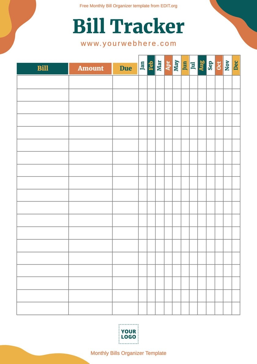 Free Printable Bill Pay Charts