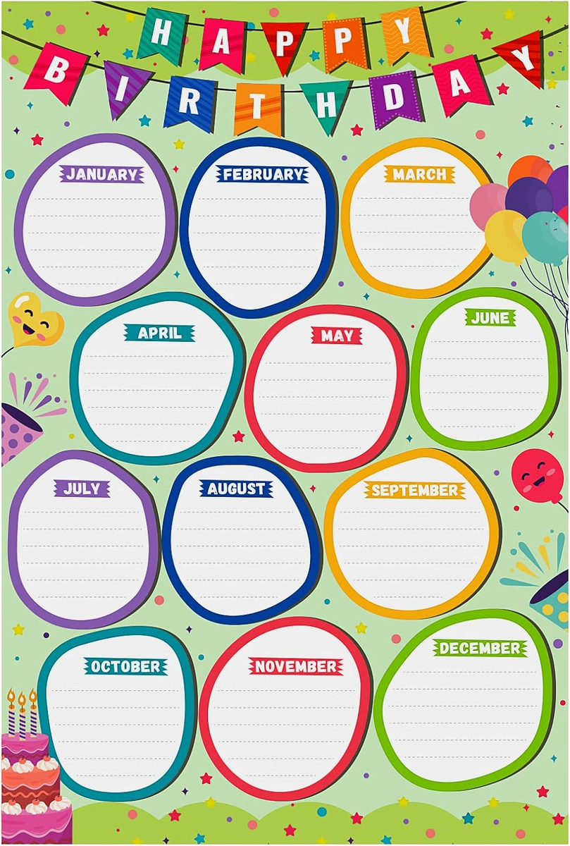 Birthday Chart For Classroom Happy Birthday Poster Reusable Birthday Calendar EBay