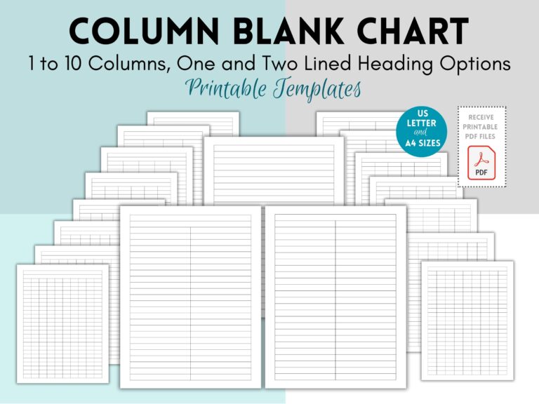 Blank Column Chart Column Grid Blank Table Chart Template Printable Column Grid Print And Write Empty Row Printable Sheet Empty Graph Etsy