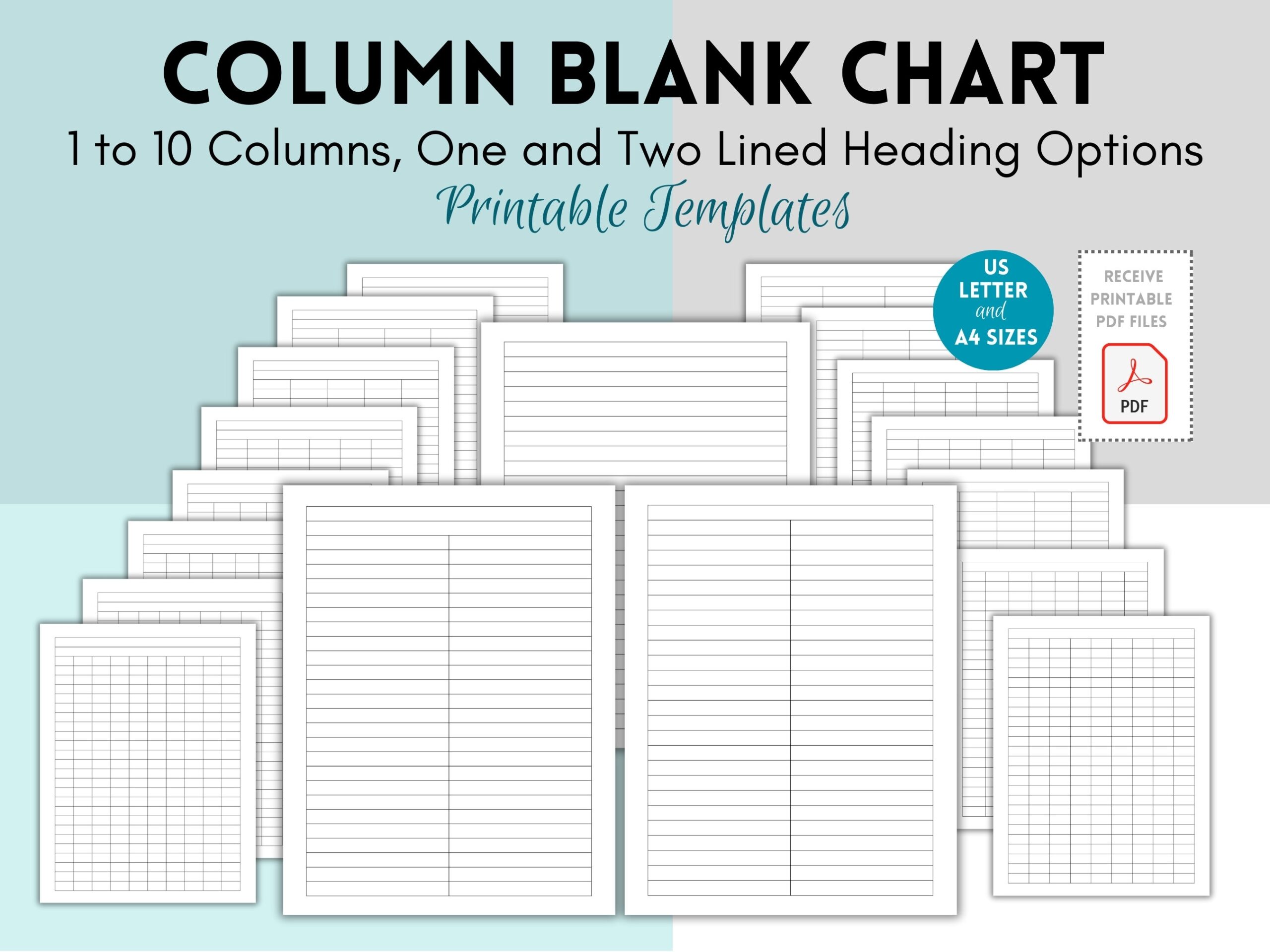 Blank Column Chart Column Grid Blank Table Chart Template Printable Column Grid Print And Write Empty Row Printable Sheet Empty Graph Etsy