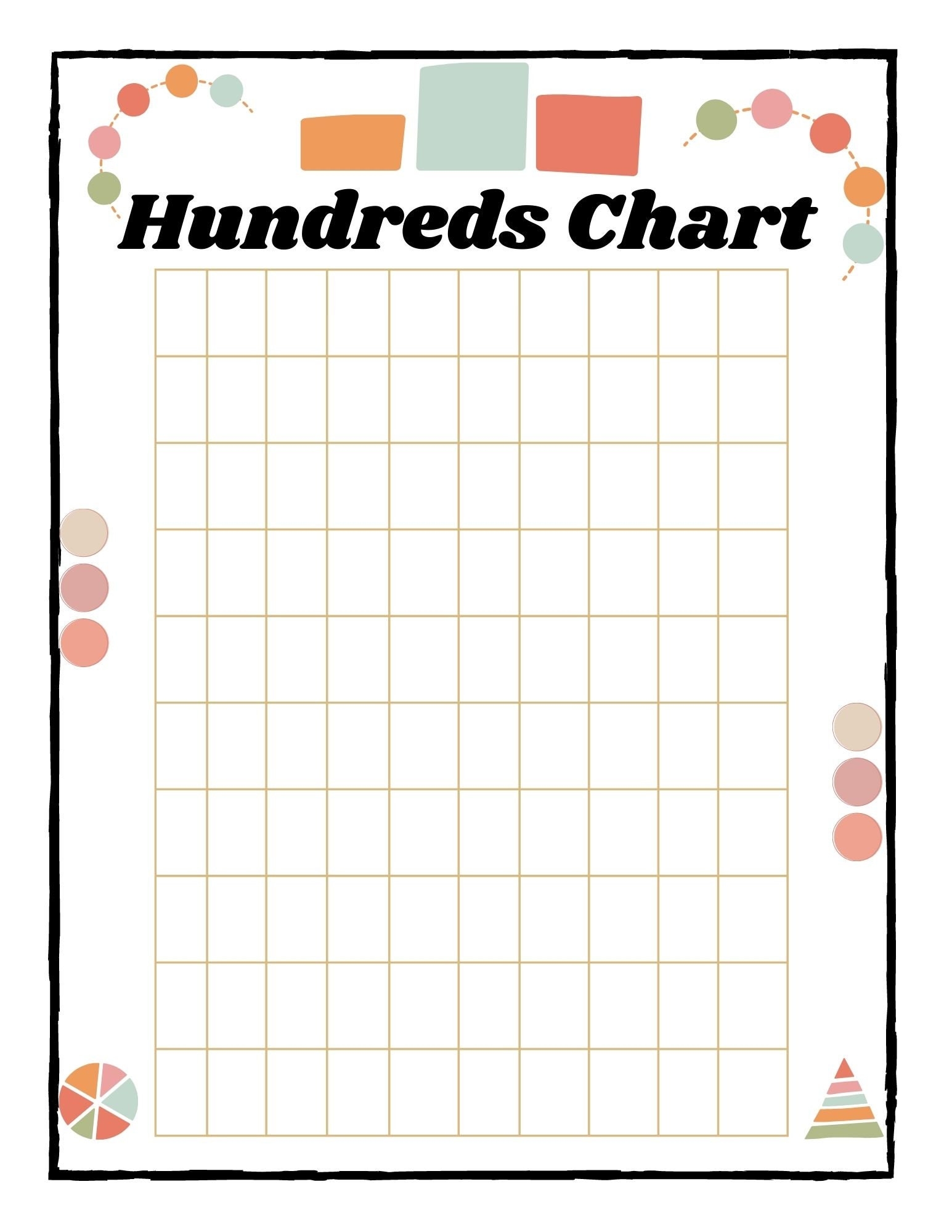 Blank Hundreds Chart Math digital Printable Etsy Denmark