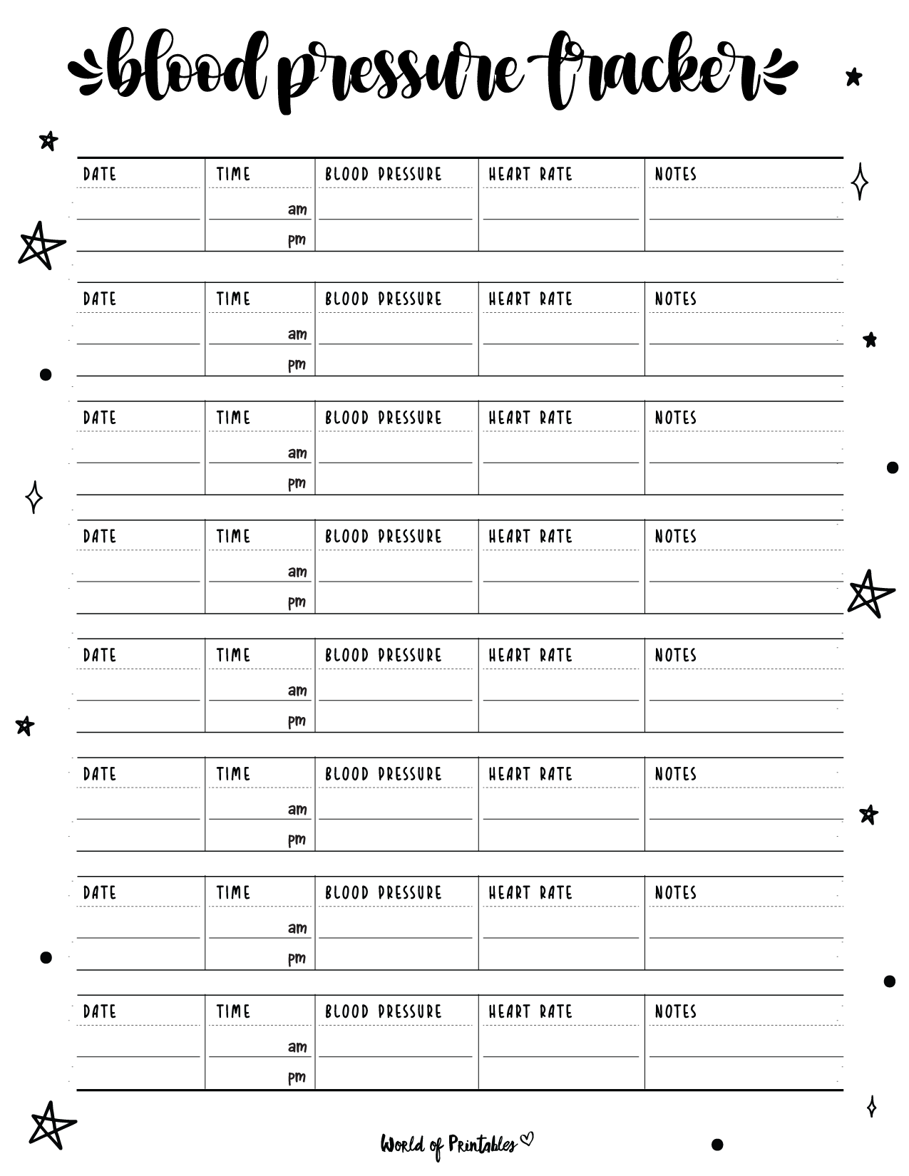 Blood Pressure Trackers World Of Printables
