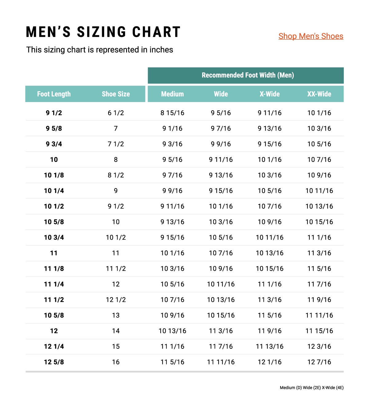 Chart Printable Mens Width Sizes Kids Shoe Printable Mens Shoe Size Chart With Width Inch Foot