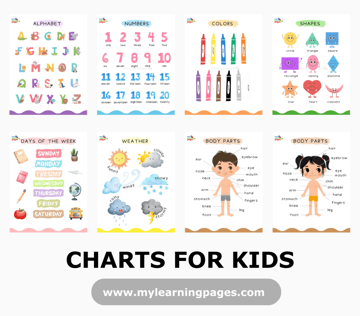 CHARTS FOR KIDS My Learning Pages CHARTS FOR KIDS My Learning Pages