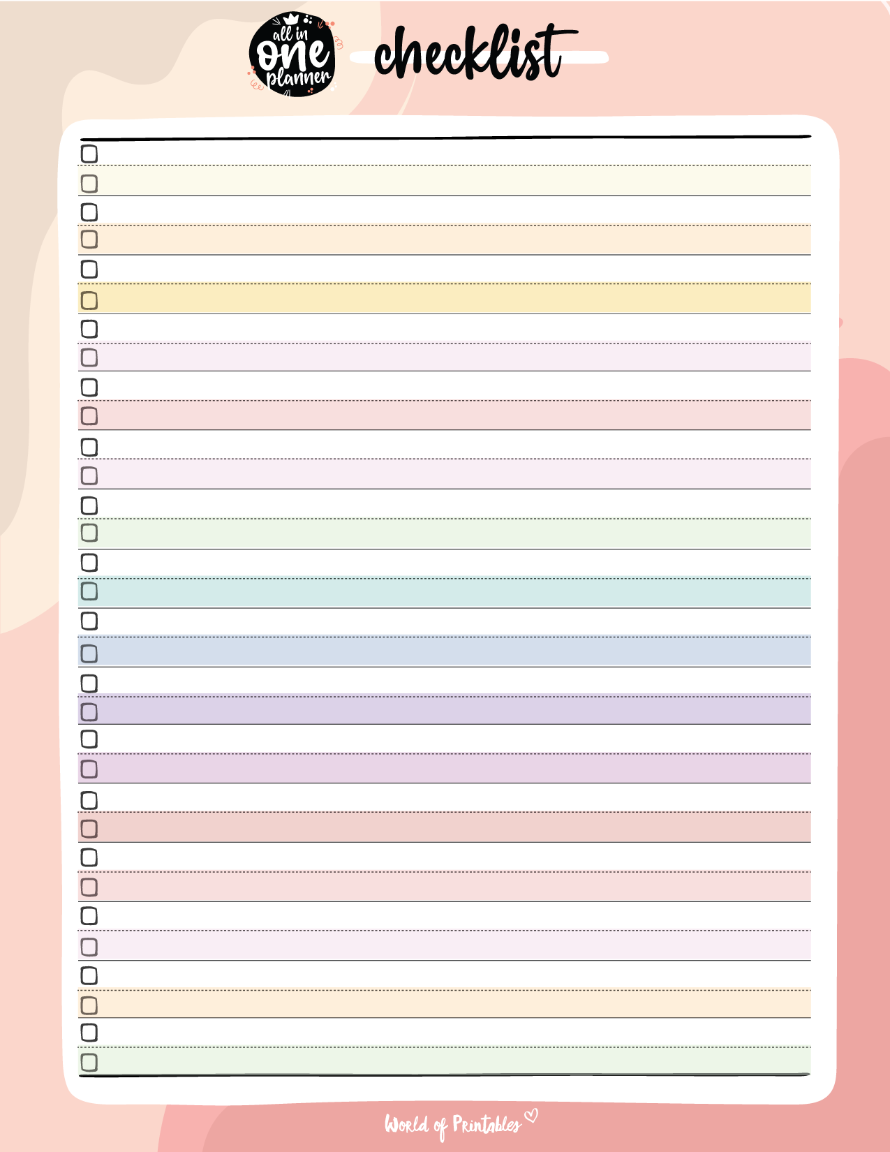 Printable Checklist Chart Printable Checklist Chart