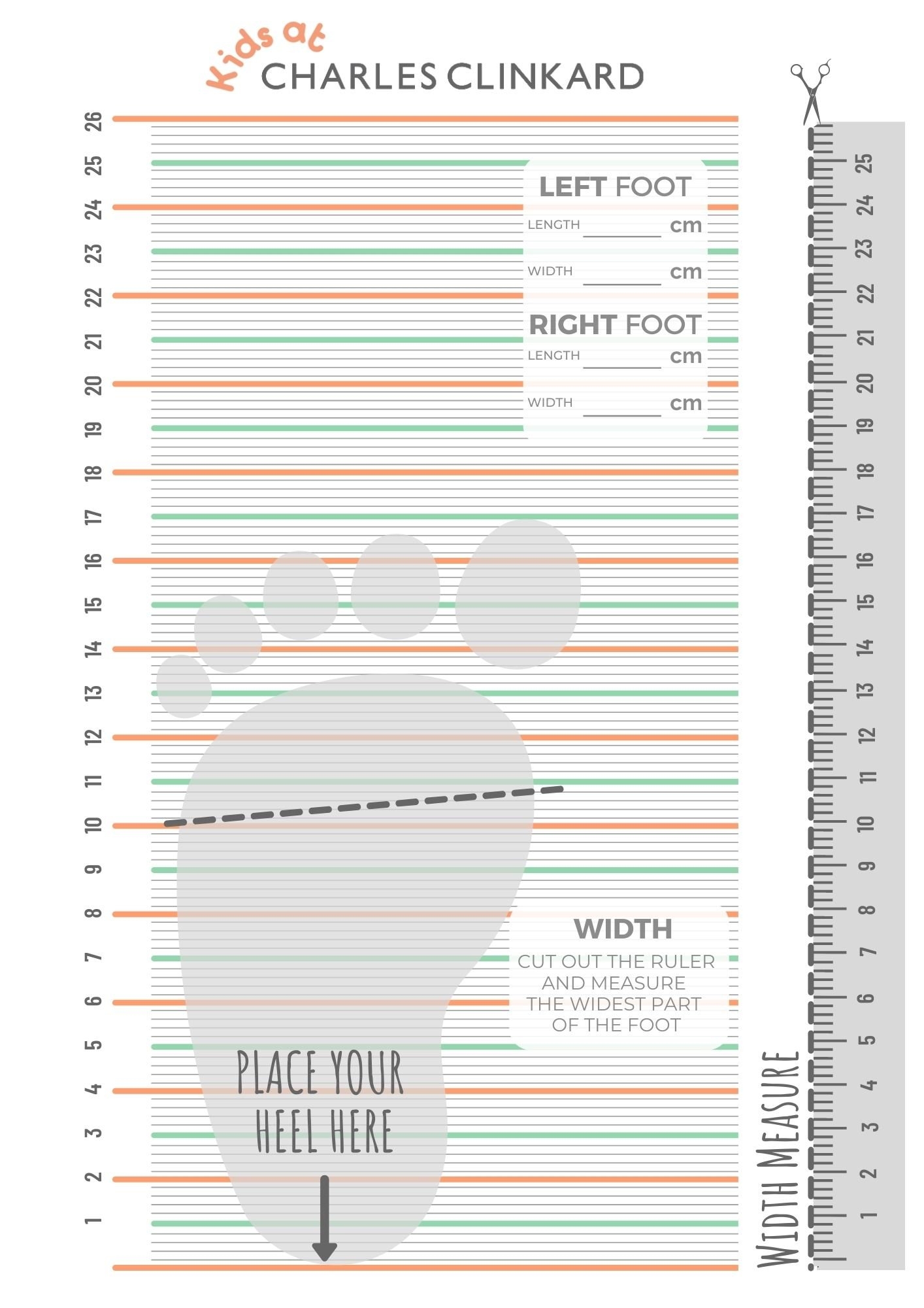 Toddler Shoe Sizing Chart Printable