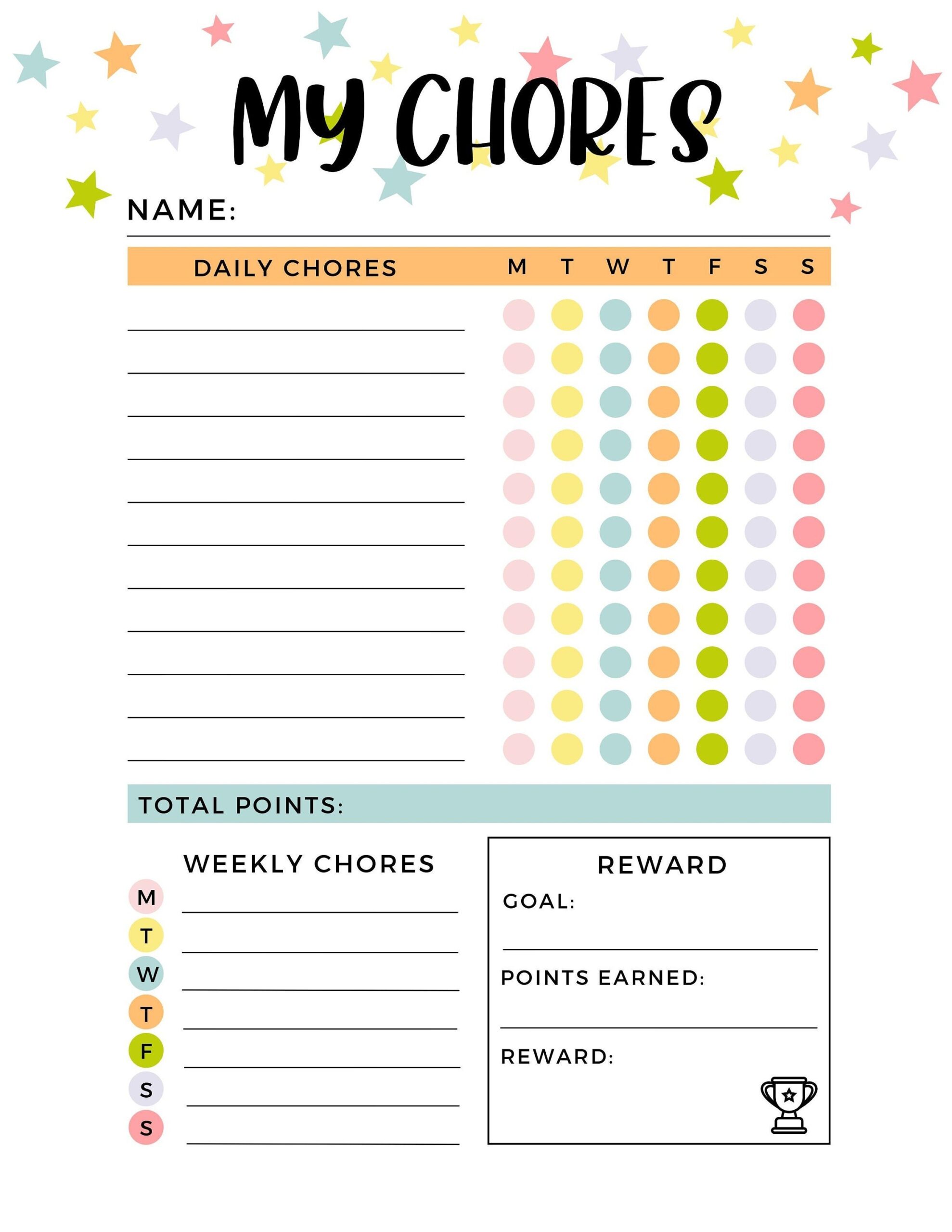 Chore Charts For Kids Chore Chart Printable Reward Chart Chore Charts For Kids Chore Chart Printable Reward Chart