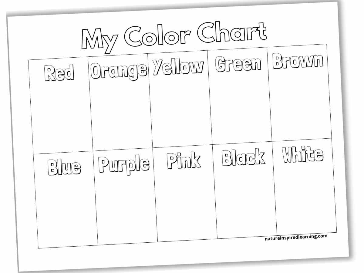 Colour Chart Printable Colour Chart Printable