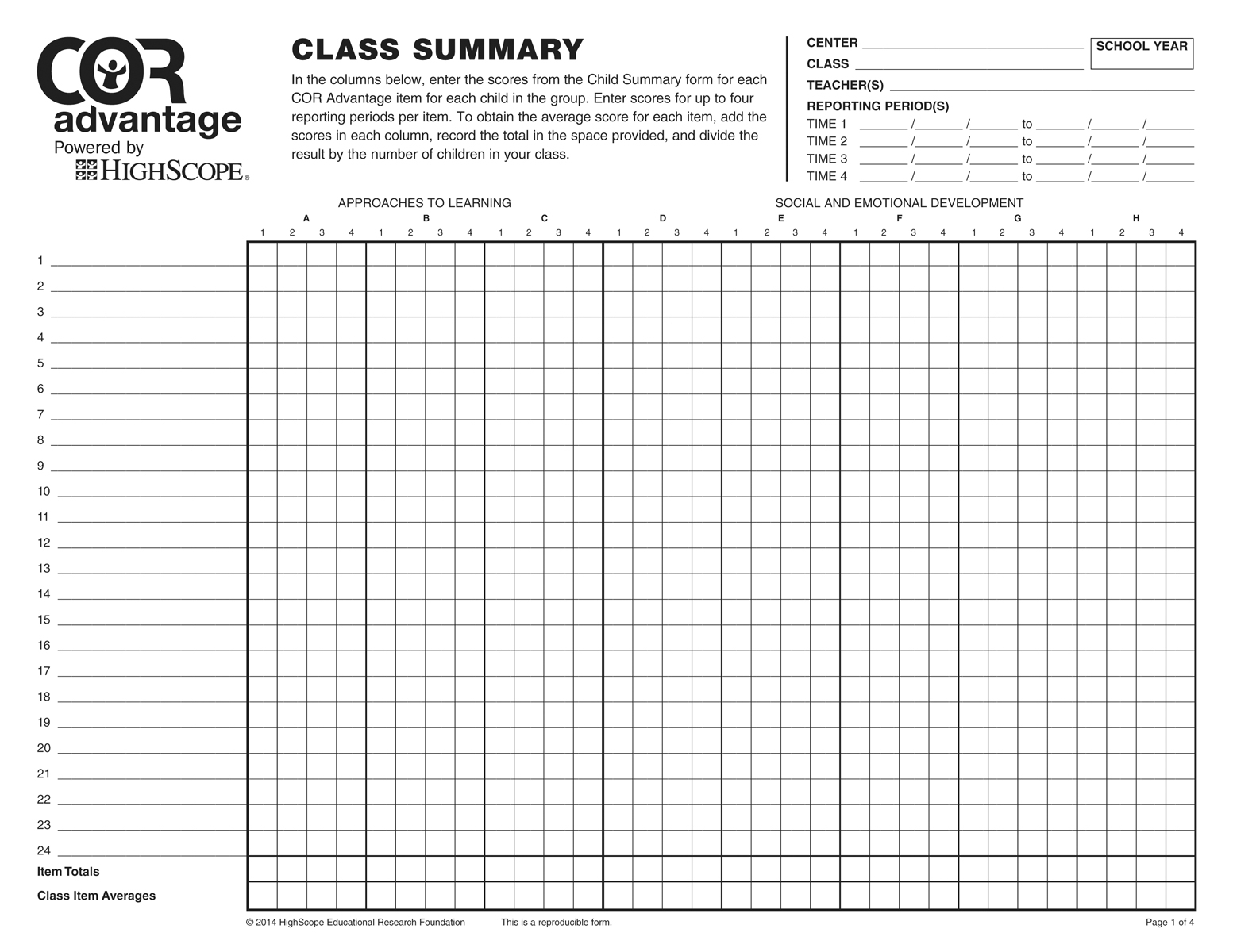 Highscope Kdi Chart Printable