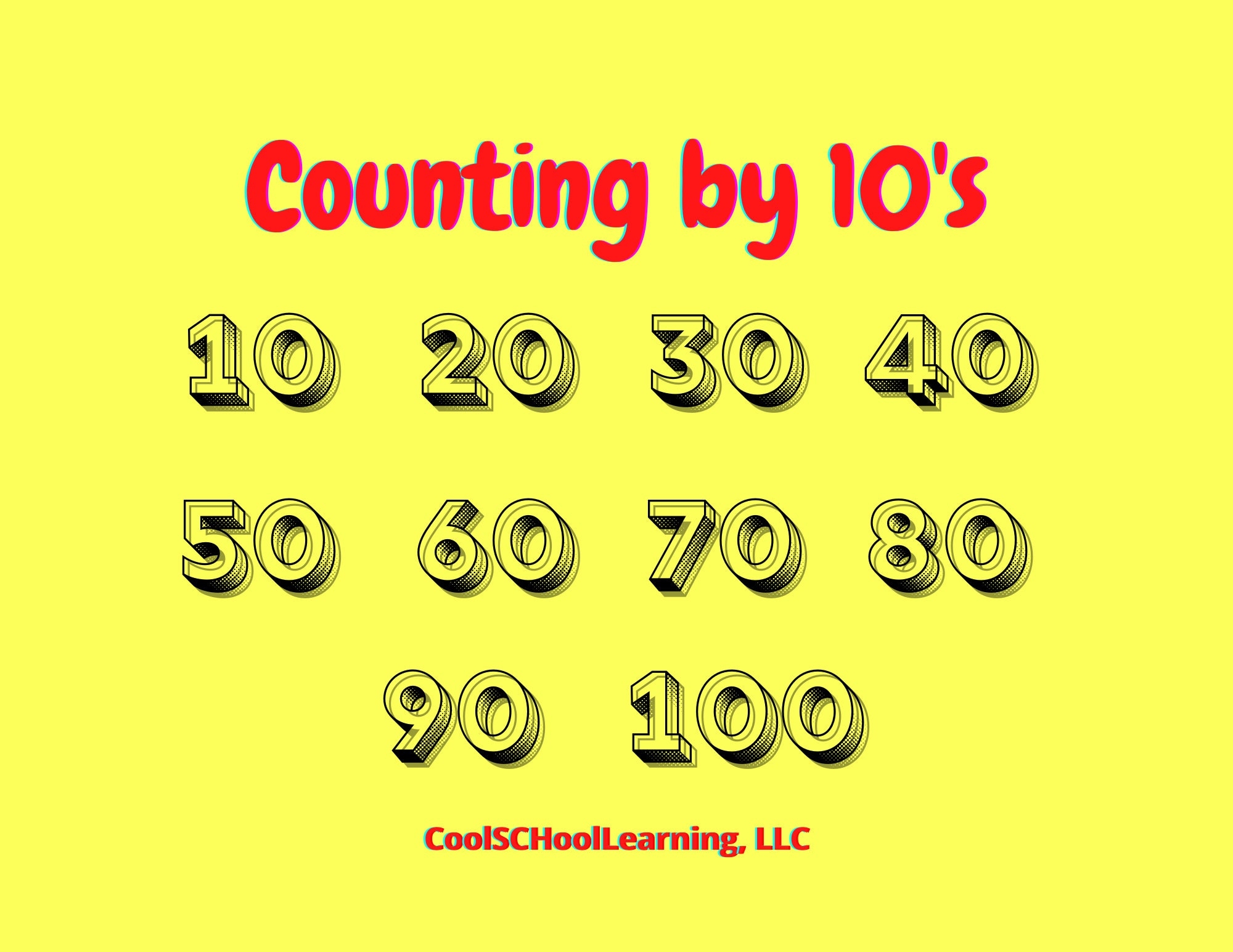 Counting By 10s Skip Counting Printable Kindergarten Readiness First Grade Math Skip Counting Chart Etsy