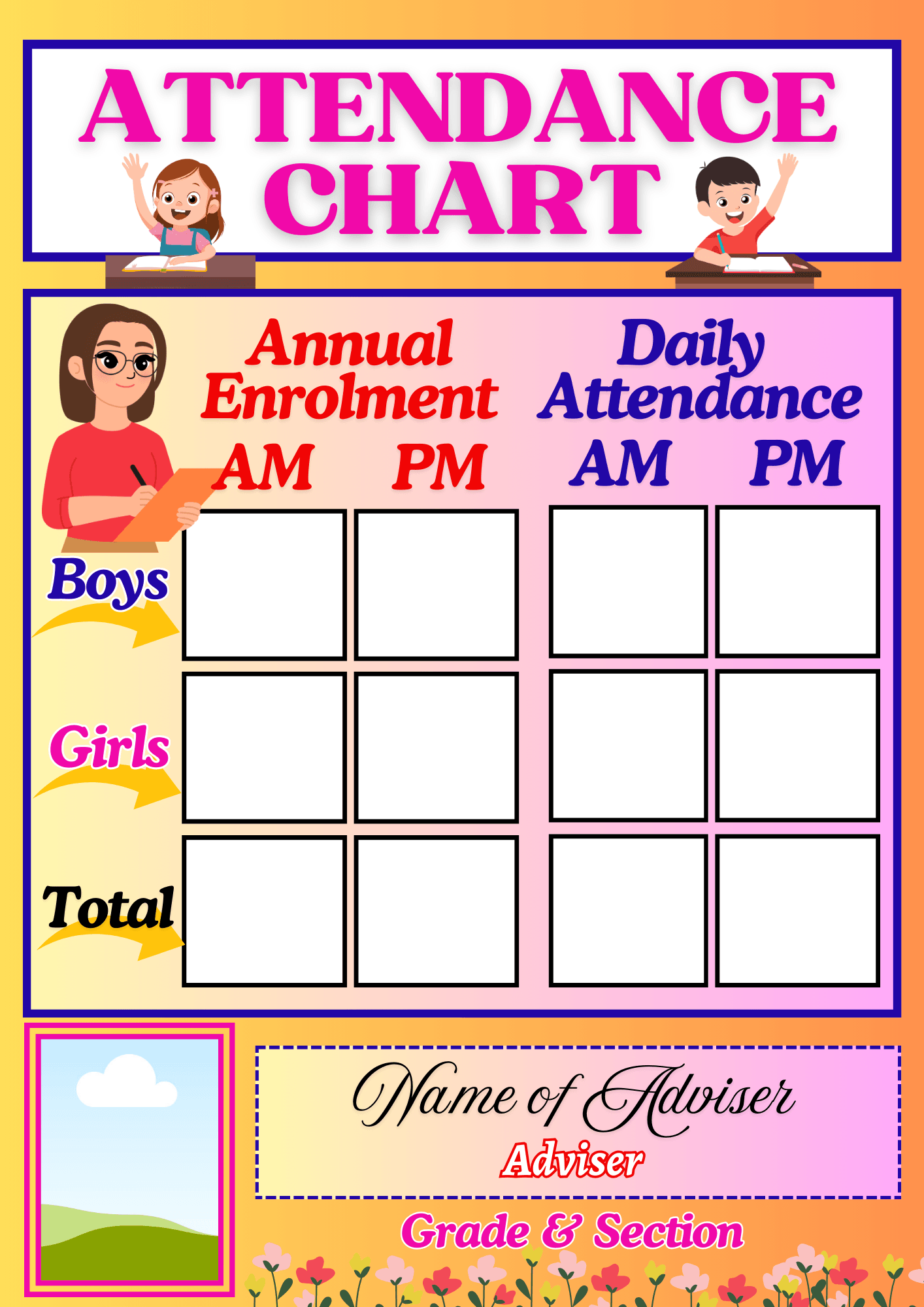 Daily Attendance Chart By Chamaezing Raket PH