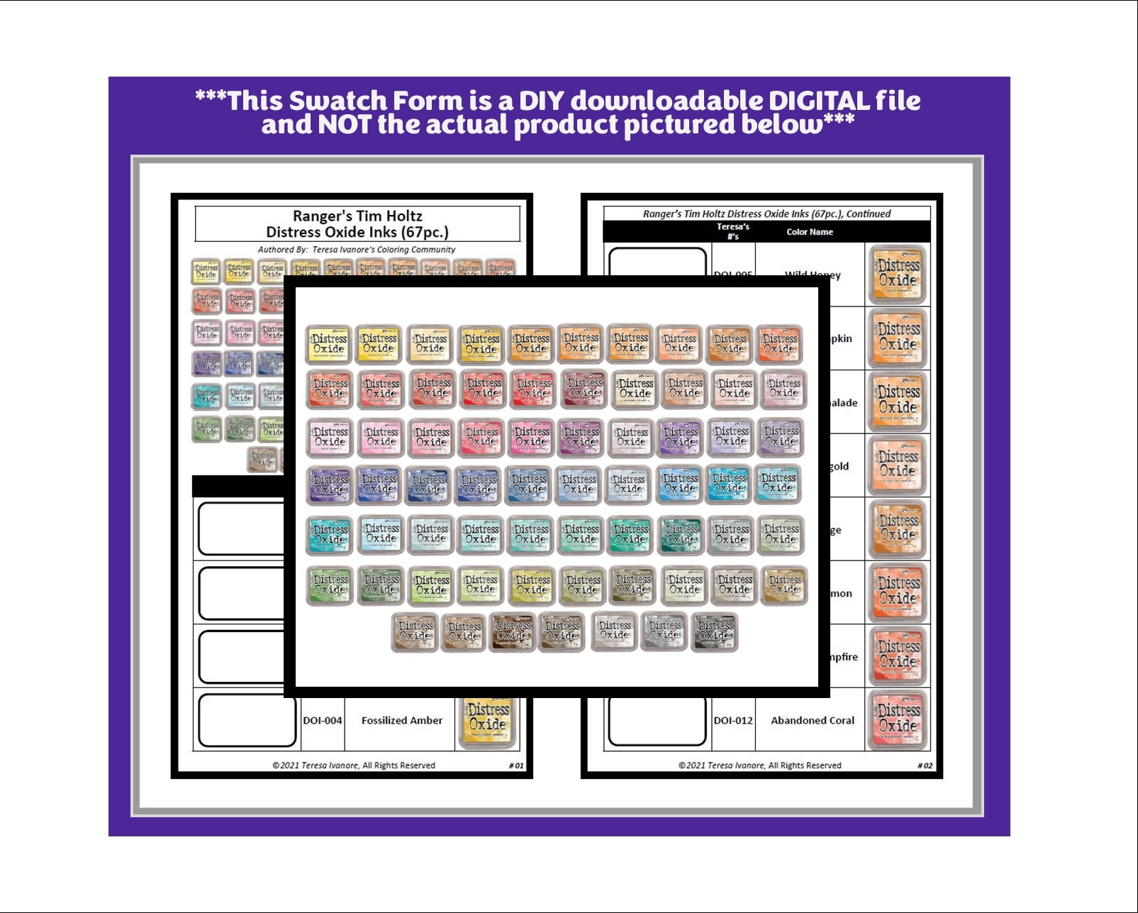 Printable Distress Oxide Ink Color Chart