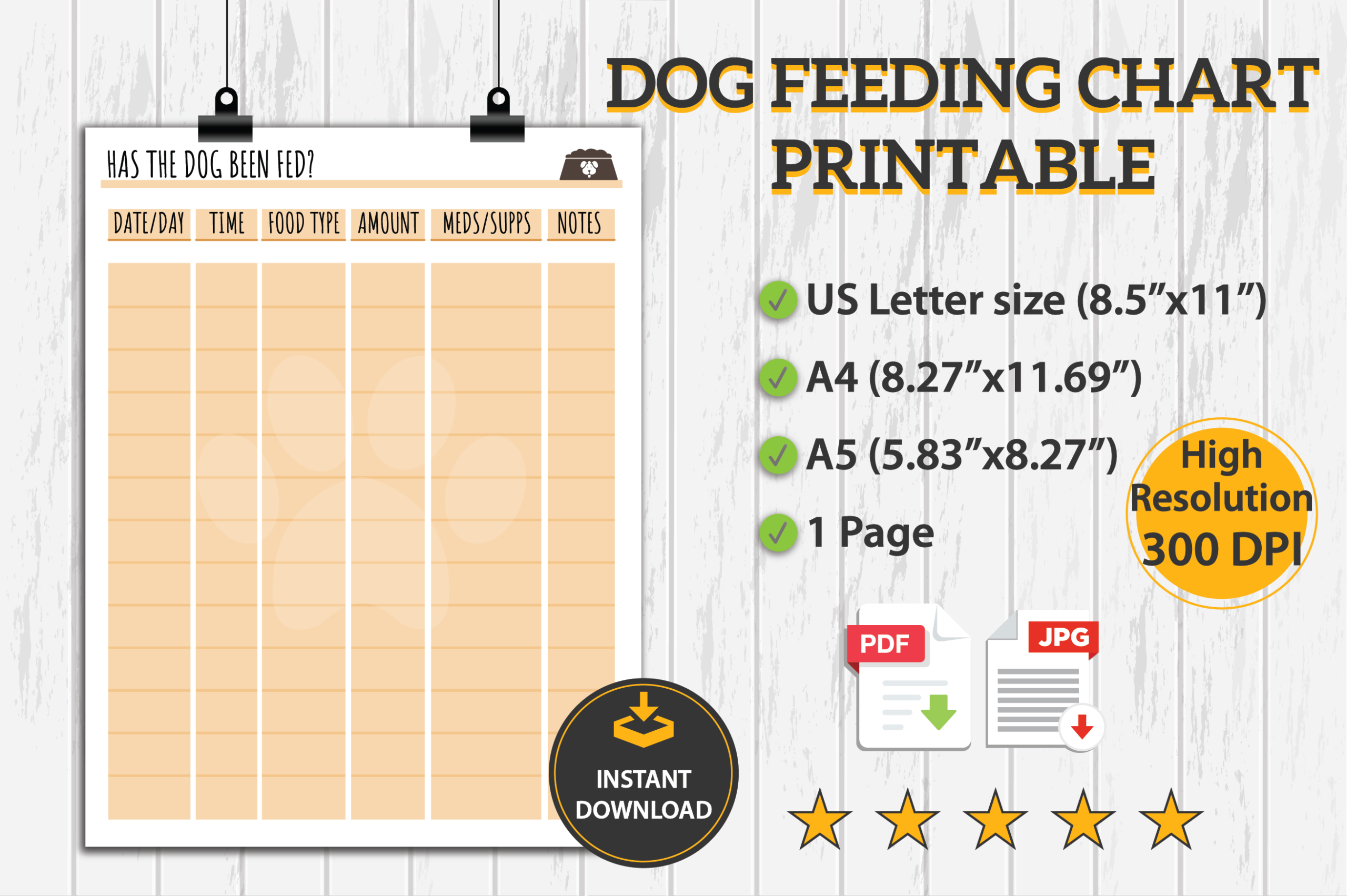 Printable Dog Feeding Chart