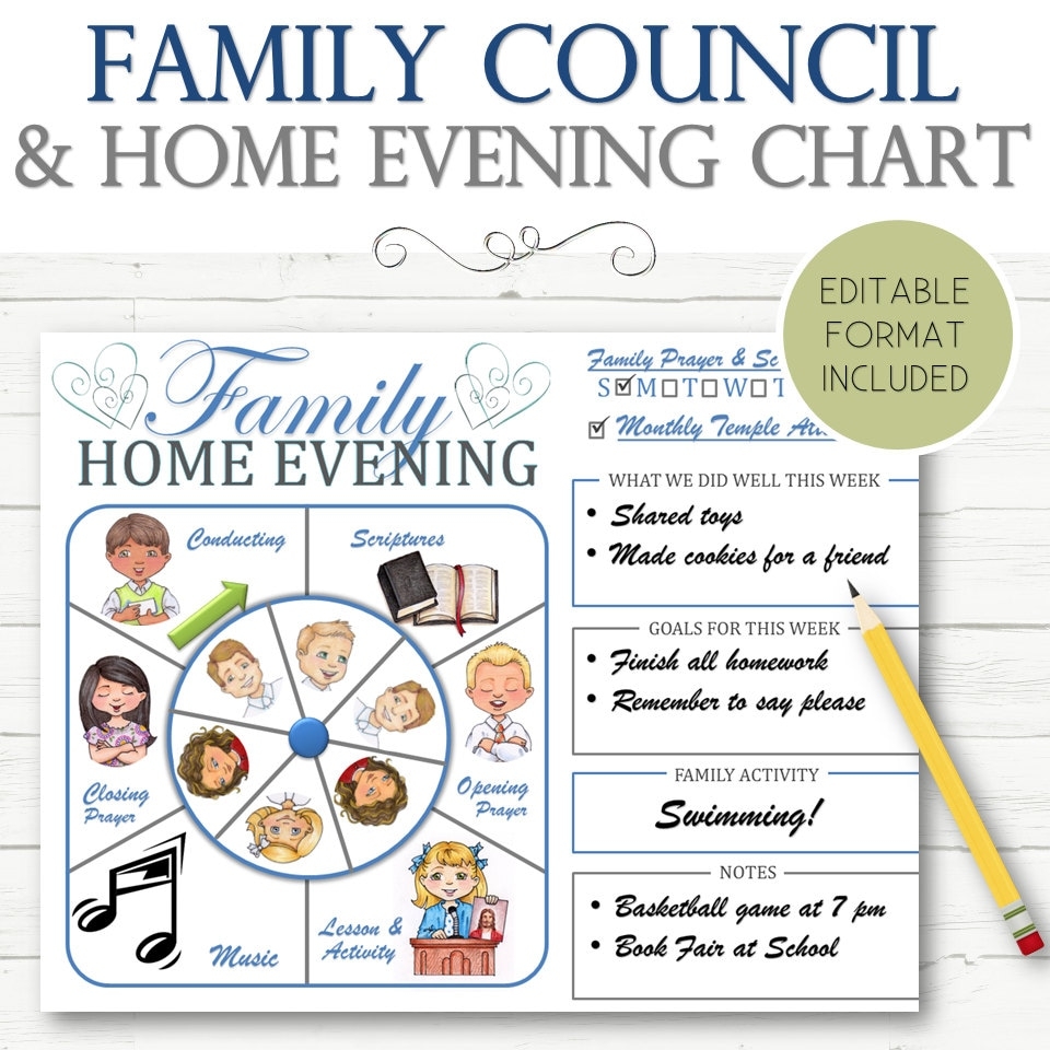 EDITABLE Family Council And Home Evening Chart INSTANT DOWNLOAD Etsy EDITABLE Family Council And Home Evening Chart INSTANT DOWNLOAD Etsy
