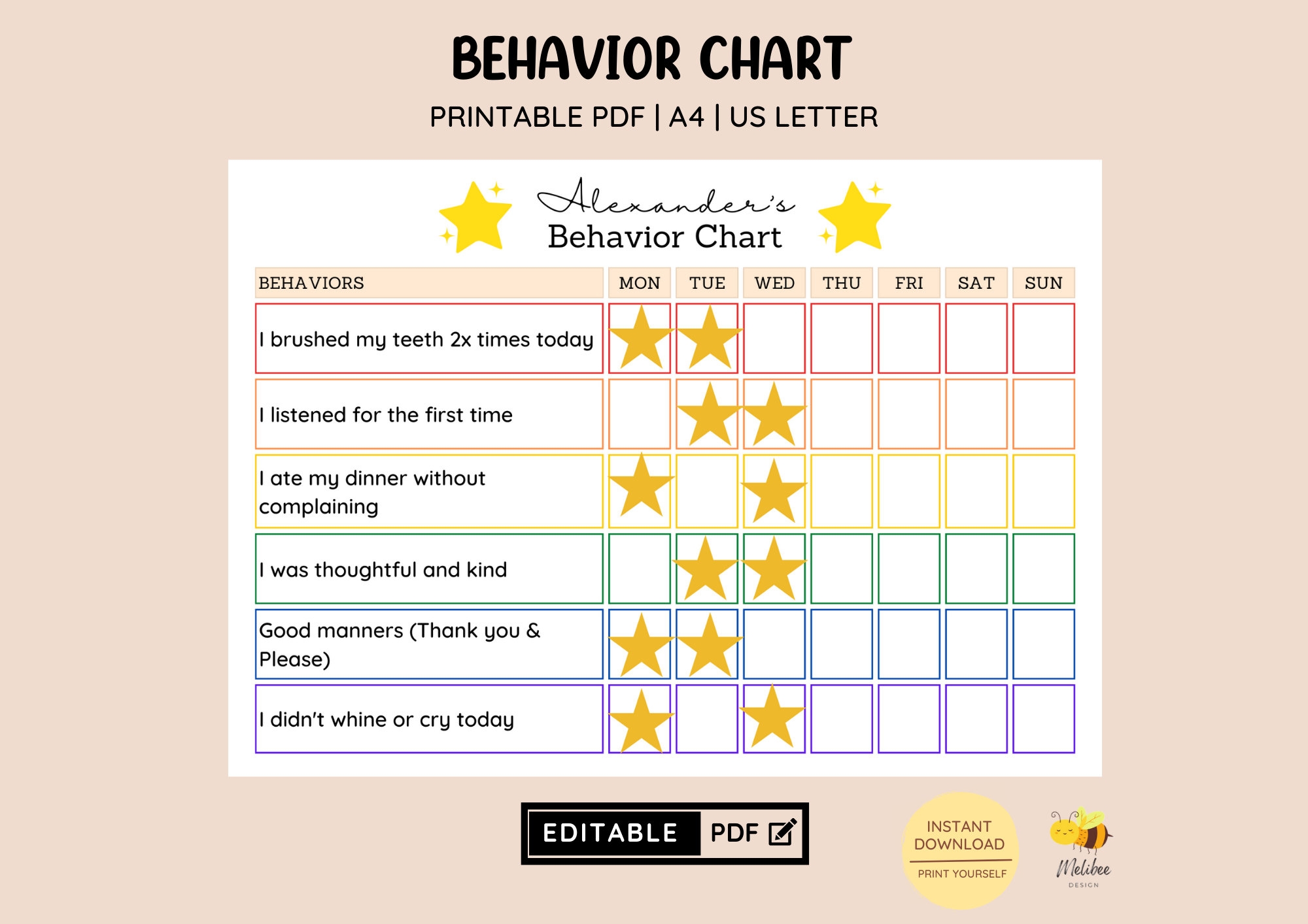 Behaviour Sticker Chart Printable