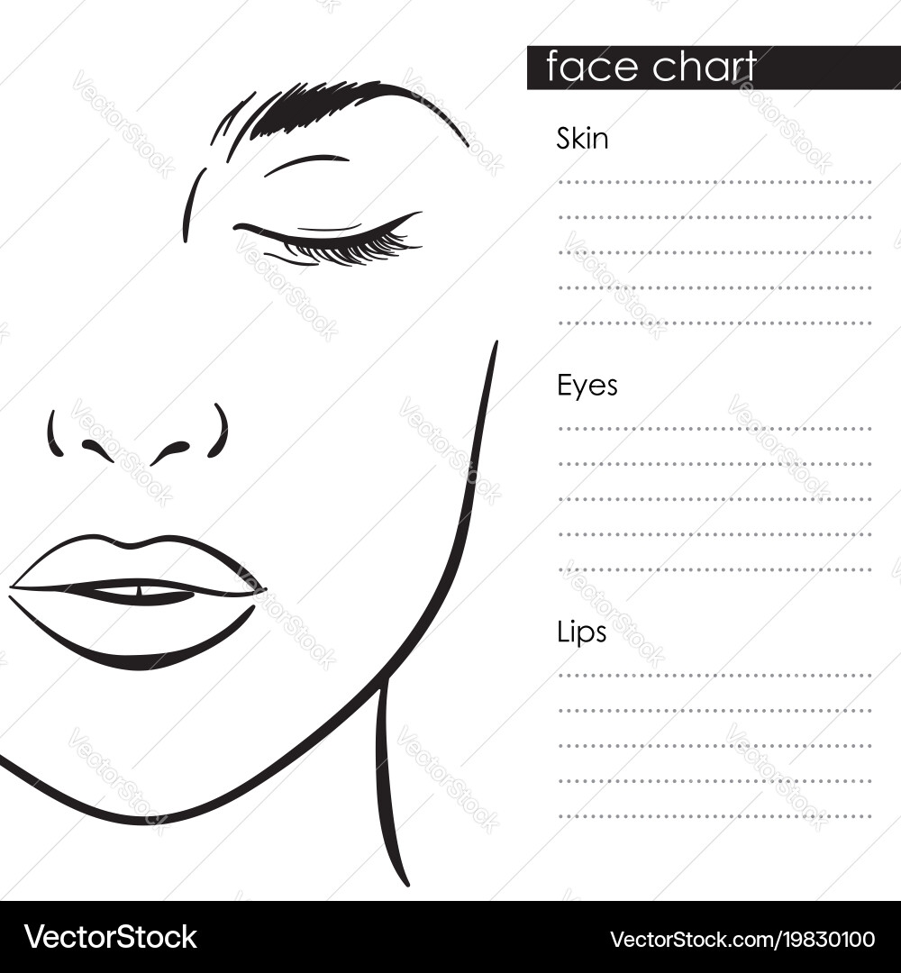 Face Chart Makeup Template Royalty Free Vector VectorStock