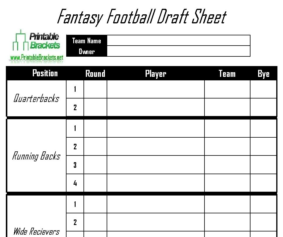 Printable Nfl Depth Chart Fantasy