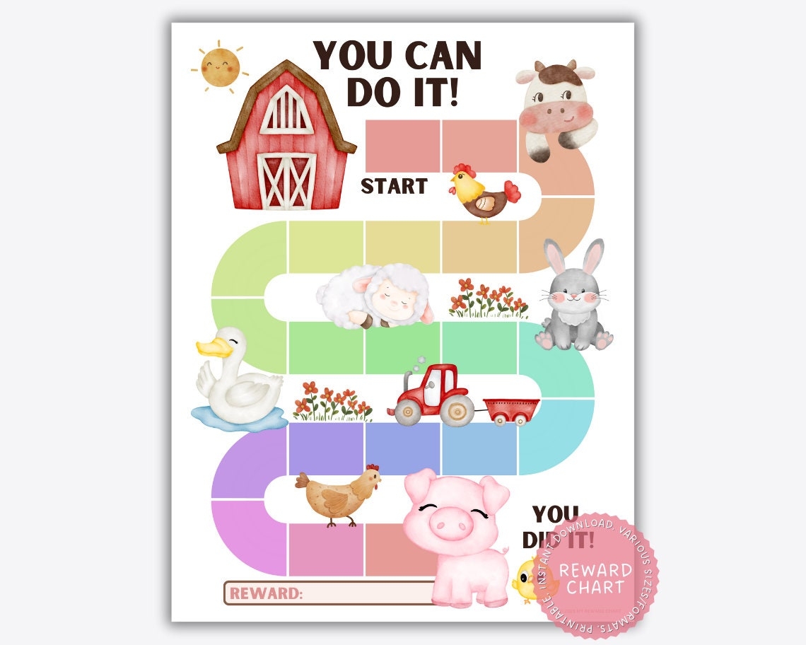 Farm Animal Reward Chart Potty Training Goal Tracker digital Download Etsy