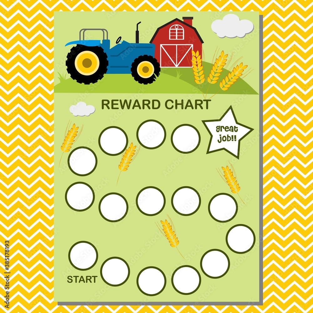 Farm Reward Chart For Boy Or Girl Stock Vector Adobe Stock