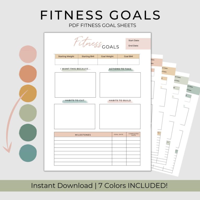Fitness Goal Tracker Printable Fitness Planner Goal Tracker Etsy