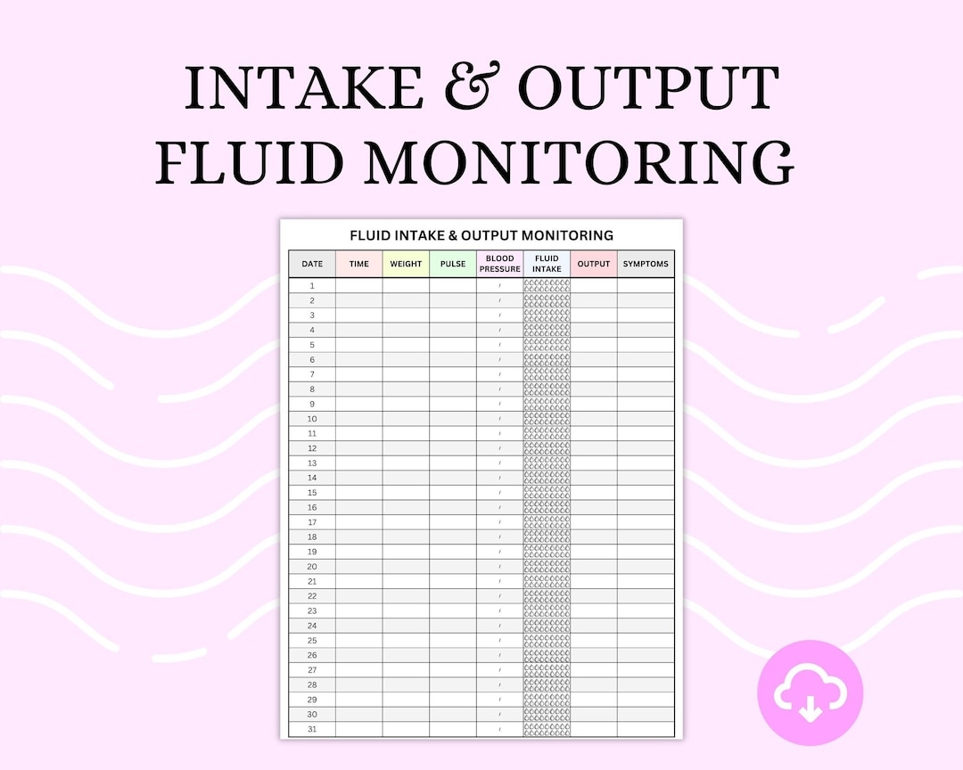 Fluid Intake And Output Monitoring Sheet Etsy UK Fluid Intake And Output Monitoring Sheet Etsy UK