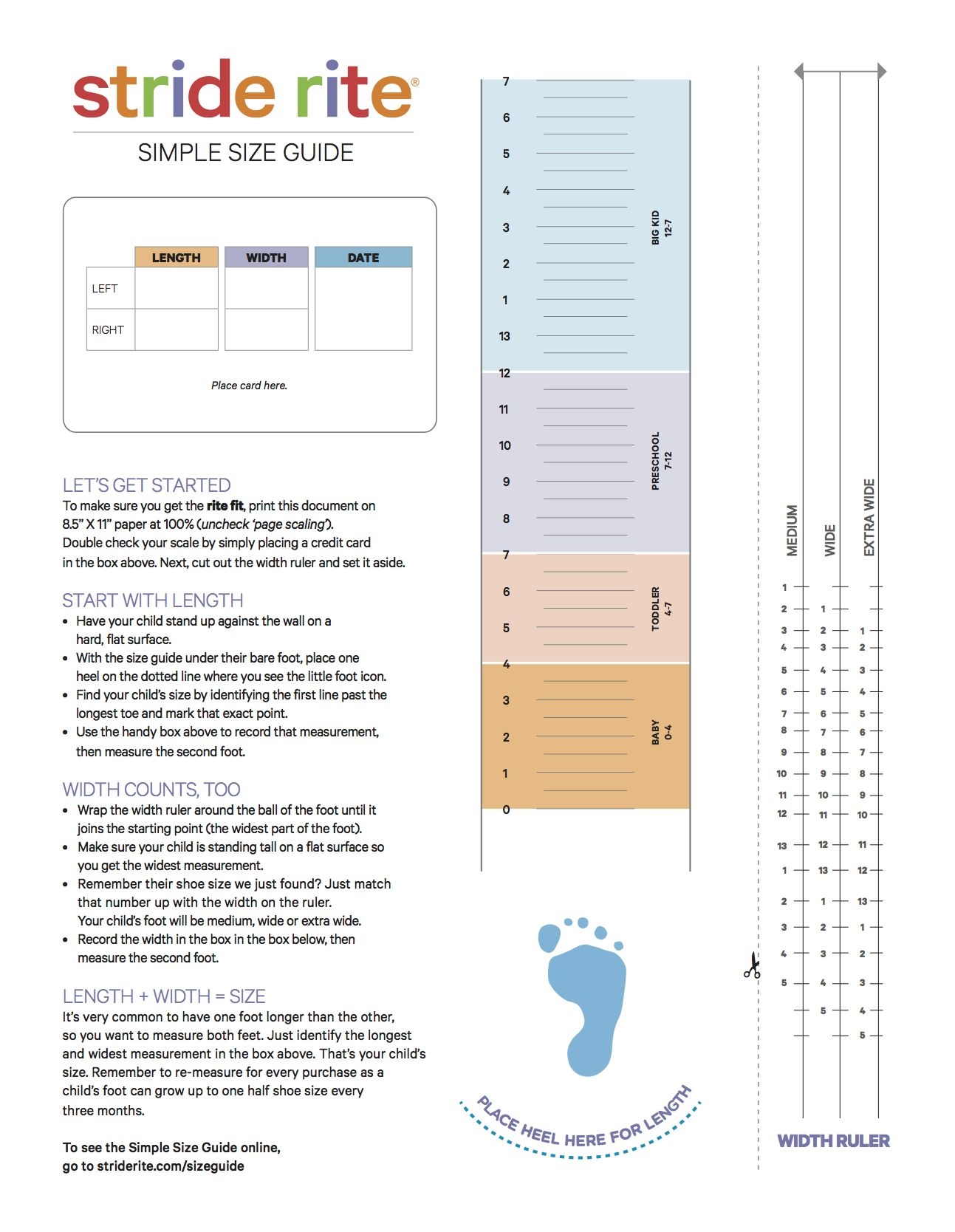 Foot Size Stride Rite Shoe Size Chart Printable Taye Sneaker Little Kid s Stride Rite