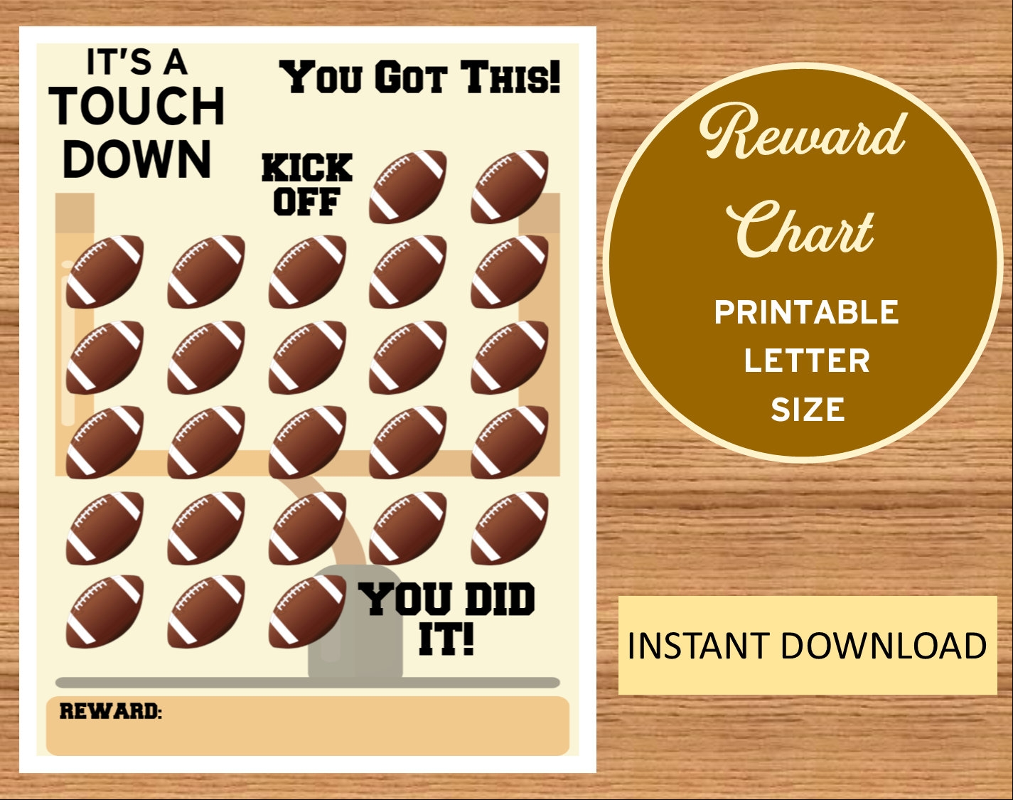 Football Reward Chart Printable Sticker Chart Chore Chart Behavior Chart Kid s Reward Chart Football Digital Download Sports Chart Etsy